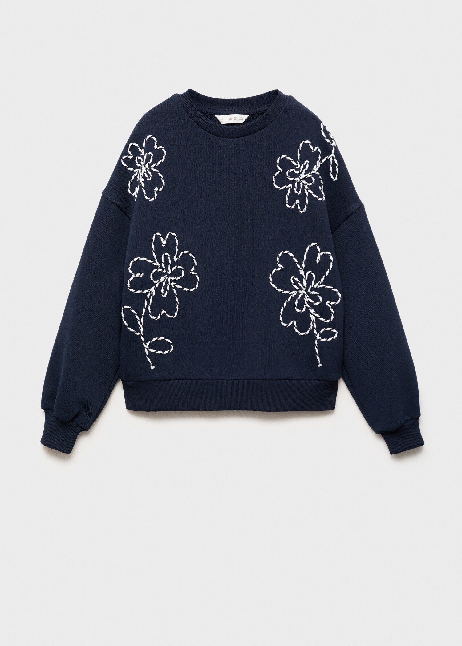 Sweat-shirt coton fleurs brodées - Article sans modèle