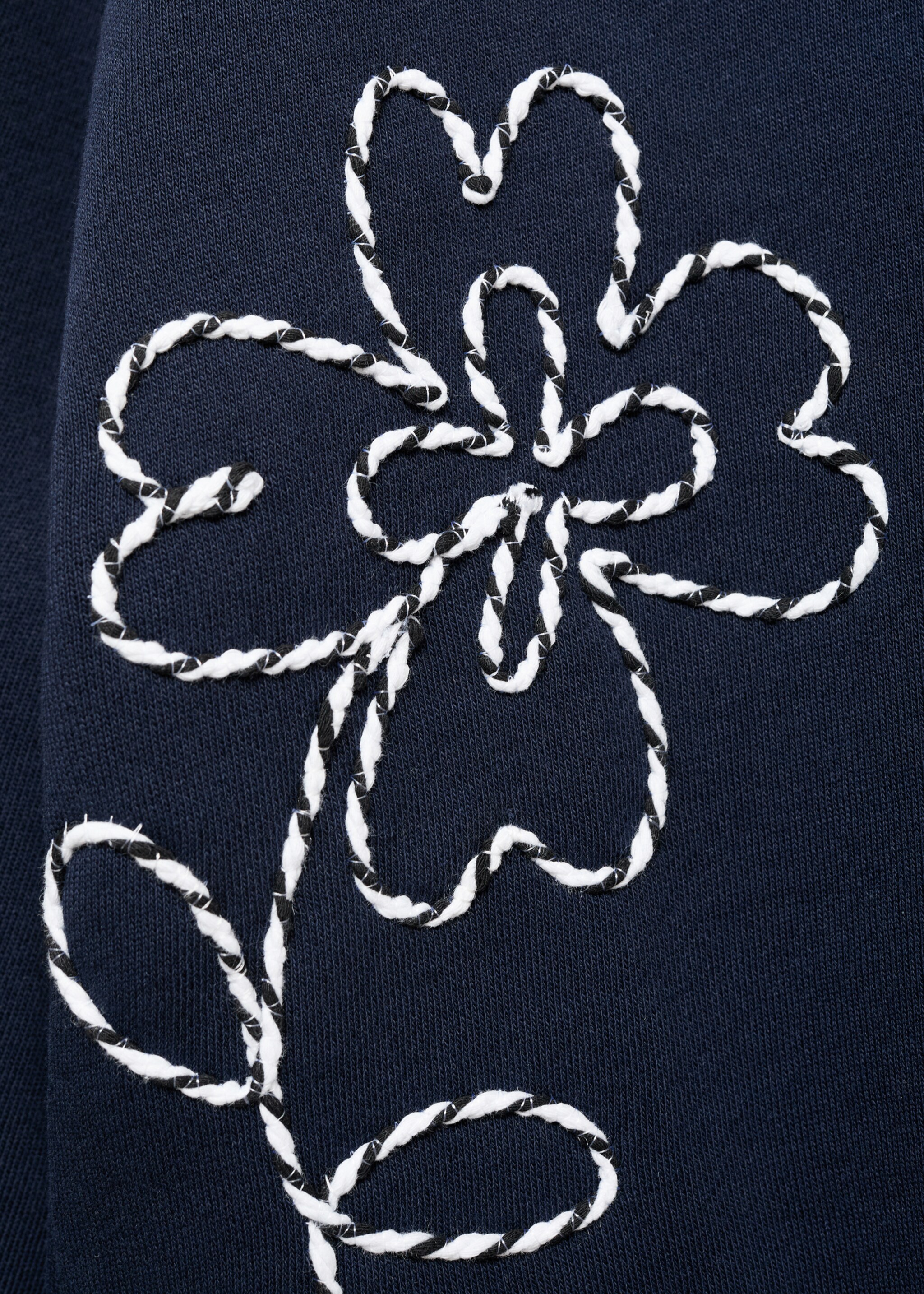 Sweat-shirt coton fleurs brodées - Détail de l'article 8, Bleu marine foncé. Ref: 87035971-00.