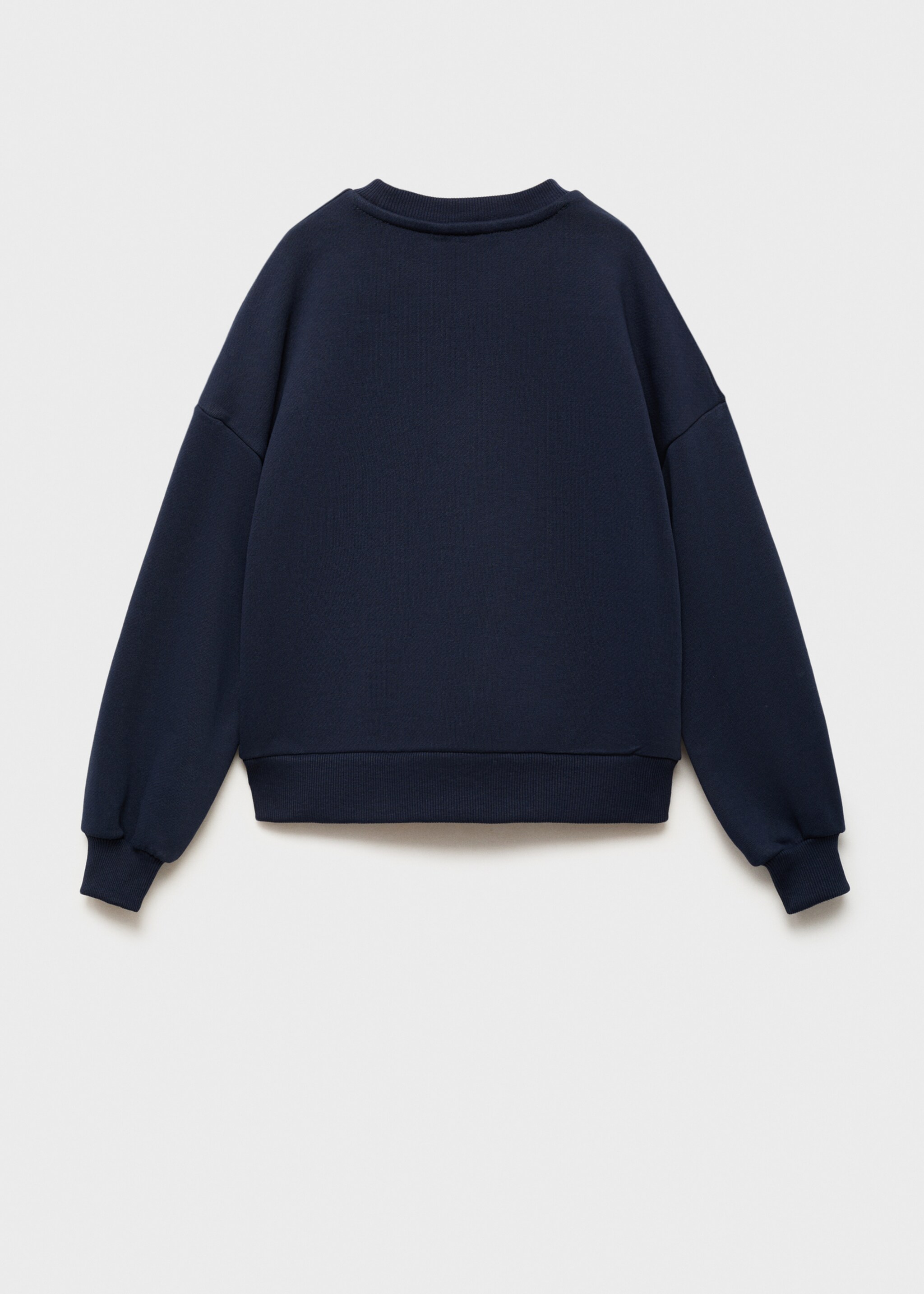 Sweat-shirt coton fleurs brodées - Verso de l’article, Bleu marine foncé. Ref: 87035971-00.