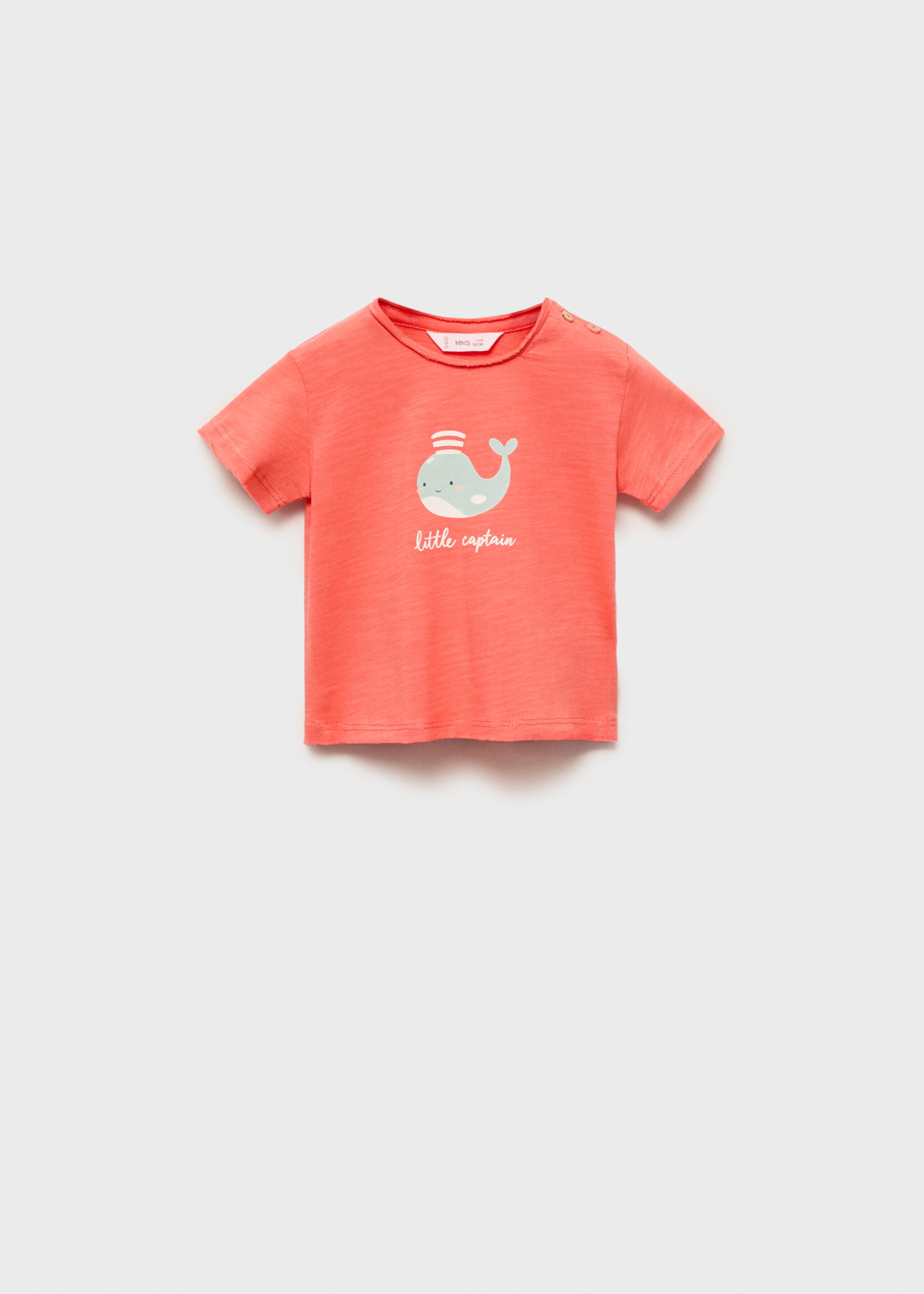 Printed cotton-blend t-shirt - Article without model, Coral Red. Ref: 87035975-00.