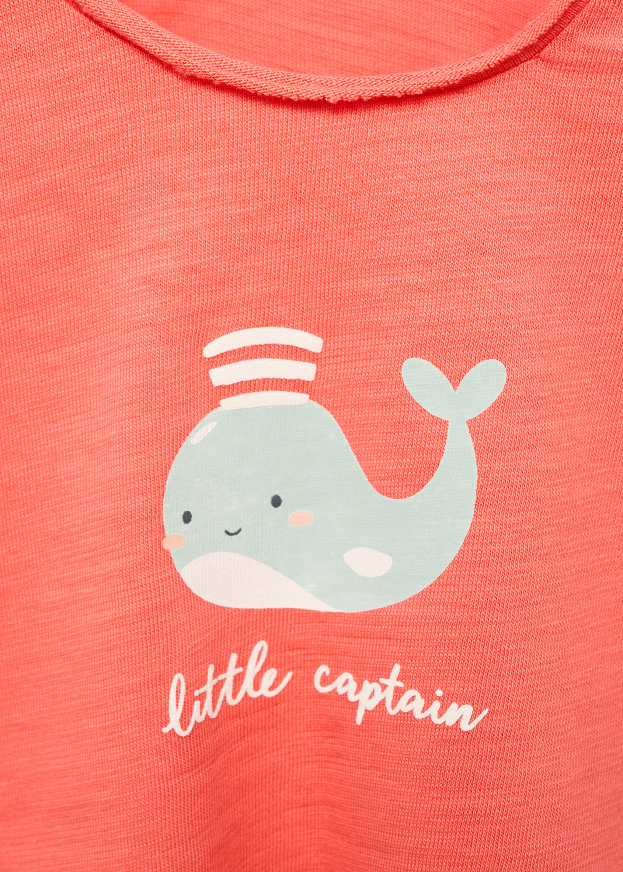 Printed cotton-blend t-shirt - Details of the article 8, Coral Red. Ref: 87035975-00.