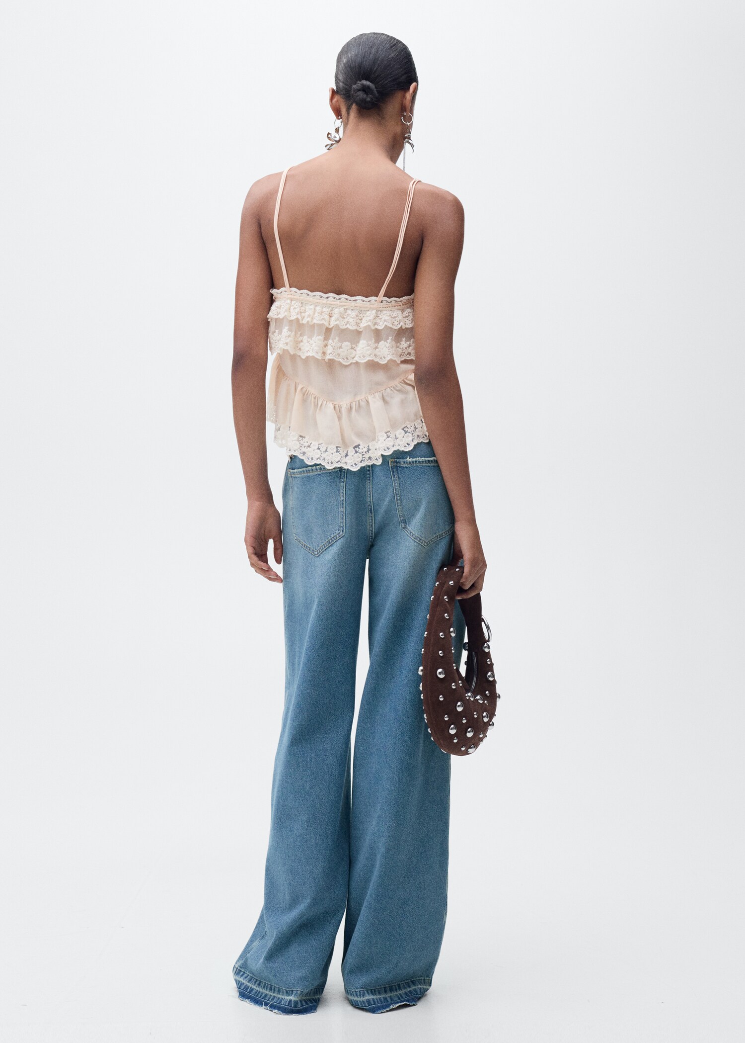 Wide-leg jeans with frayed hem - Reverse of the article