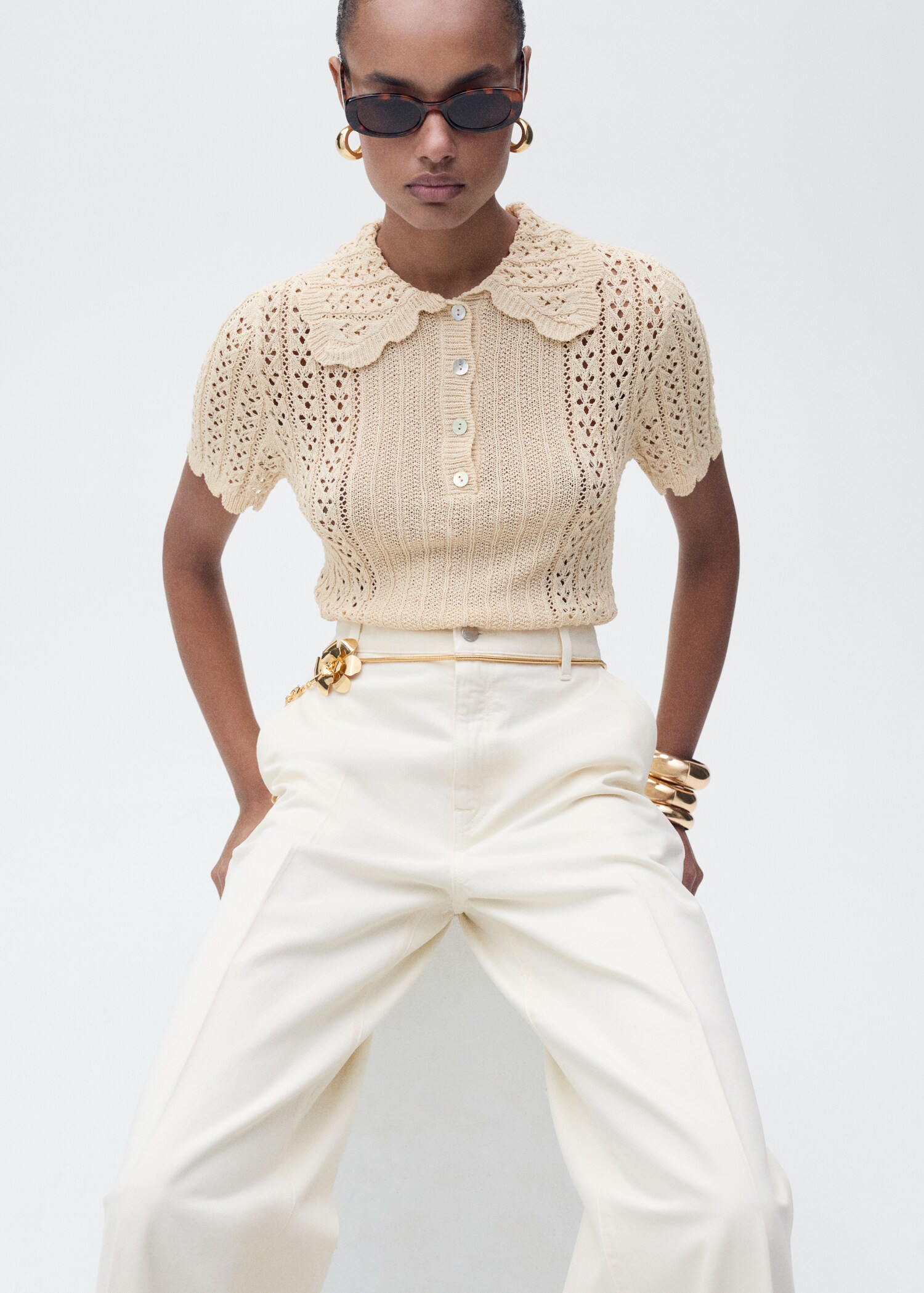 High-waisted wide leg jeans - Details of the article 1