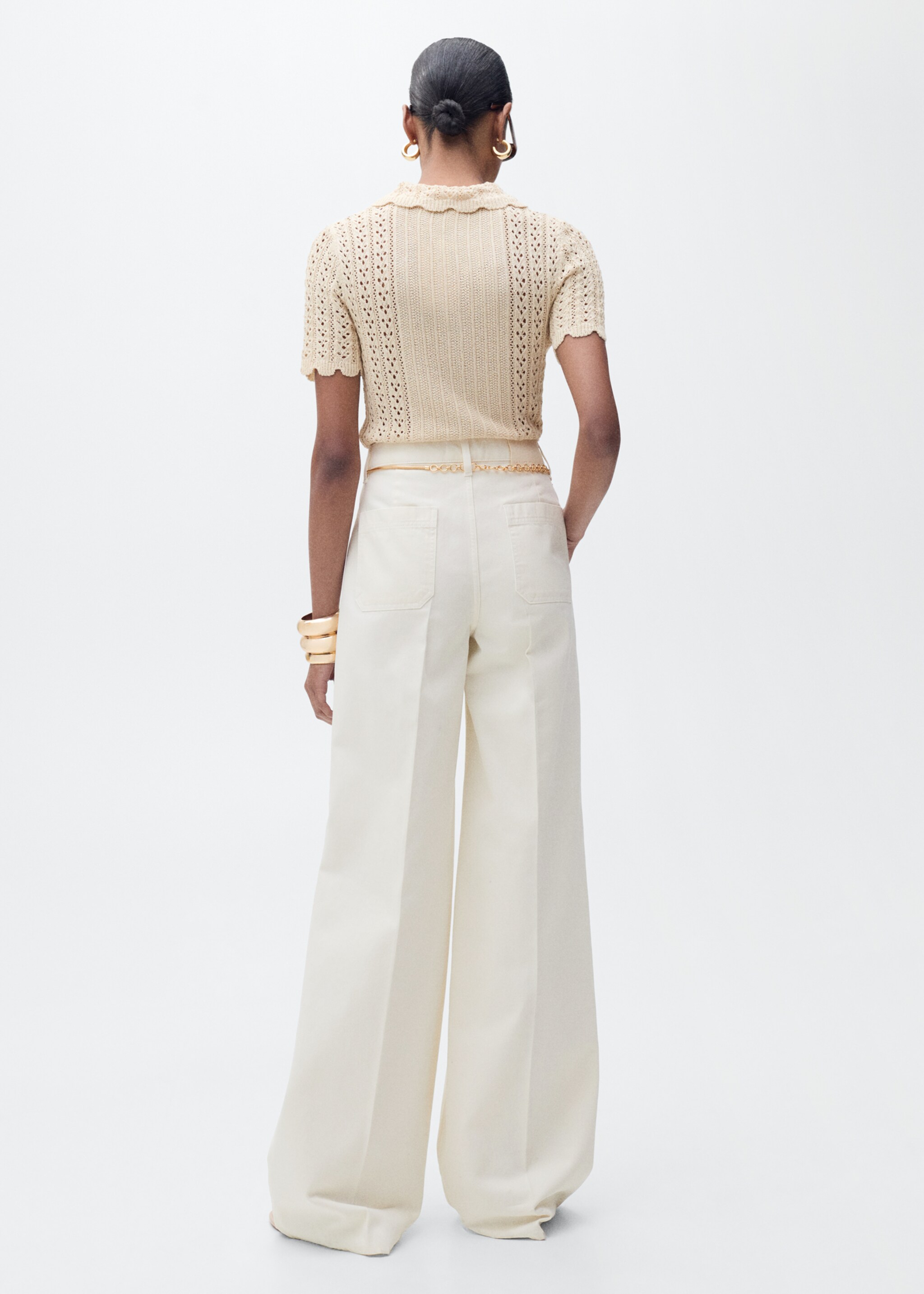 Jean large taille haute - Verso de l’article, Écru. Ref: 87035993-00.