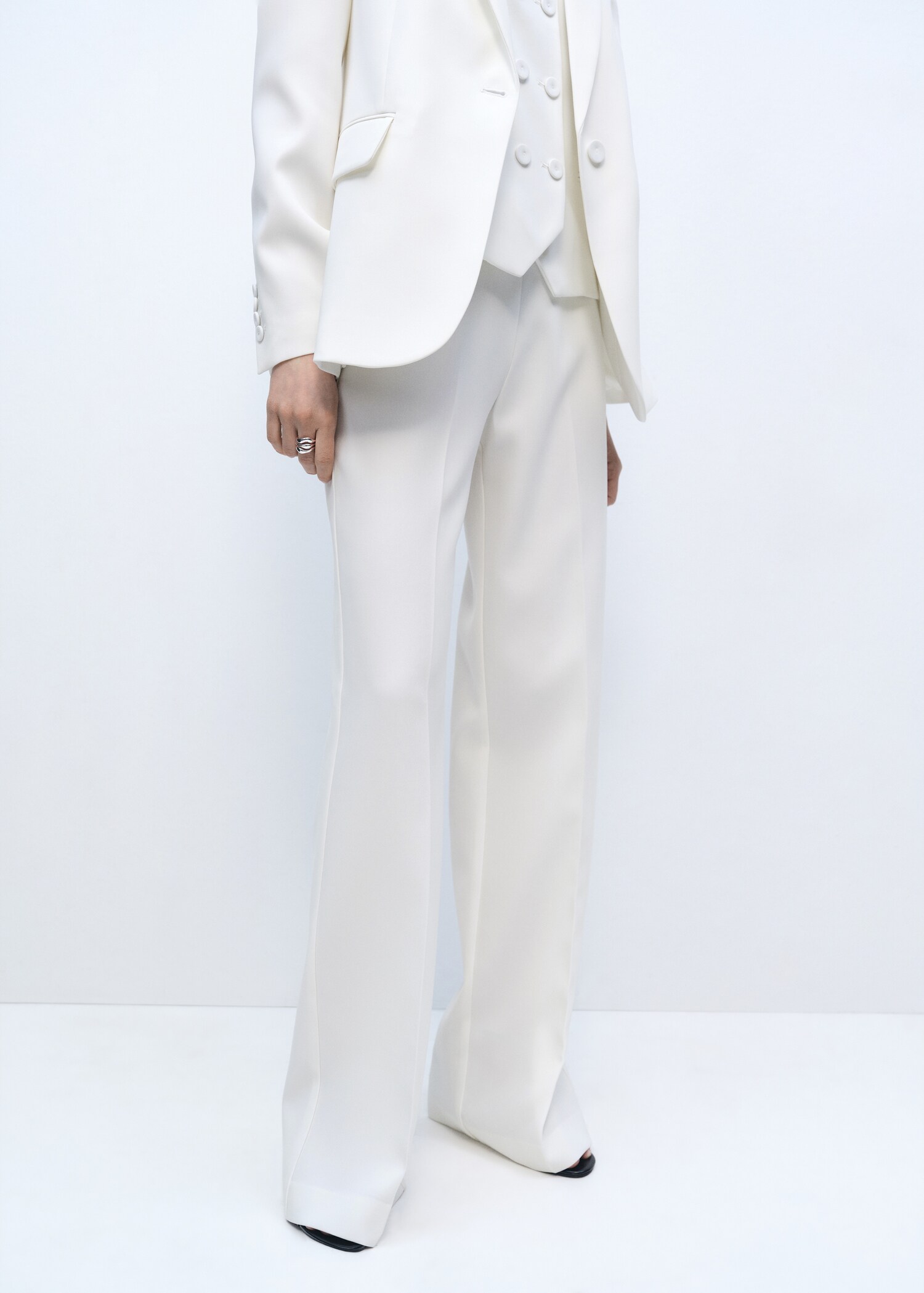 High-waist straight-fit suit trousers - Medium plane