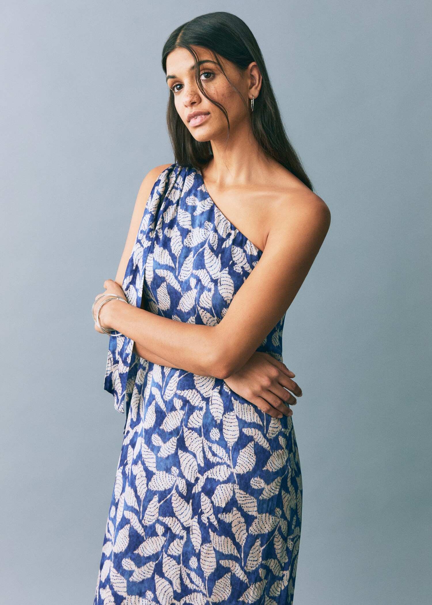 Printed asymmetrical dress - Medium plane