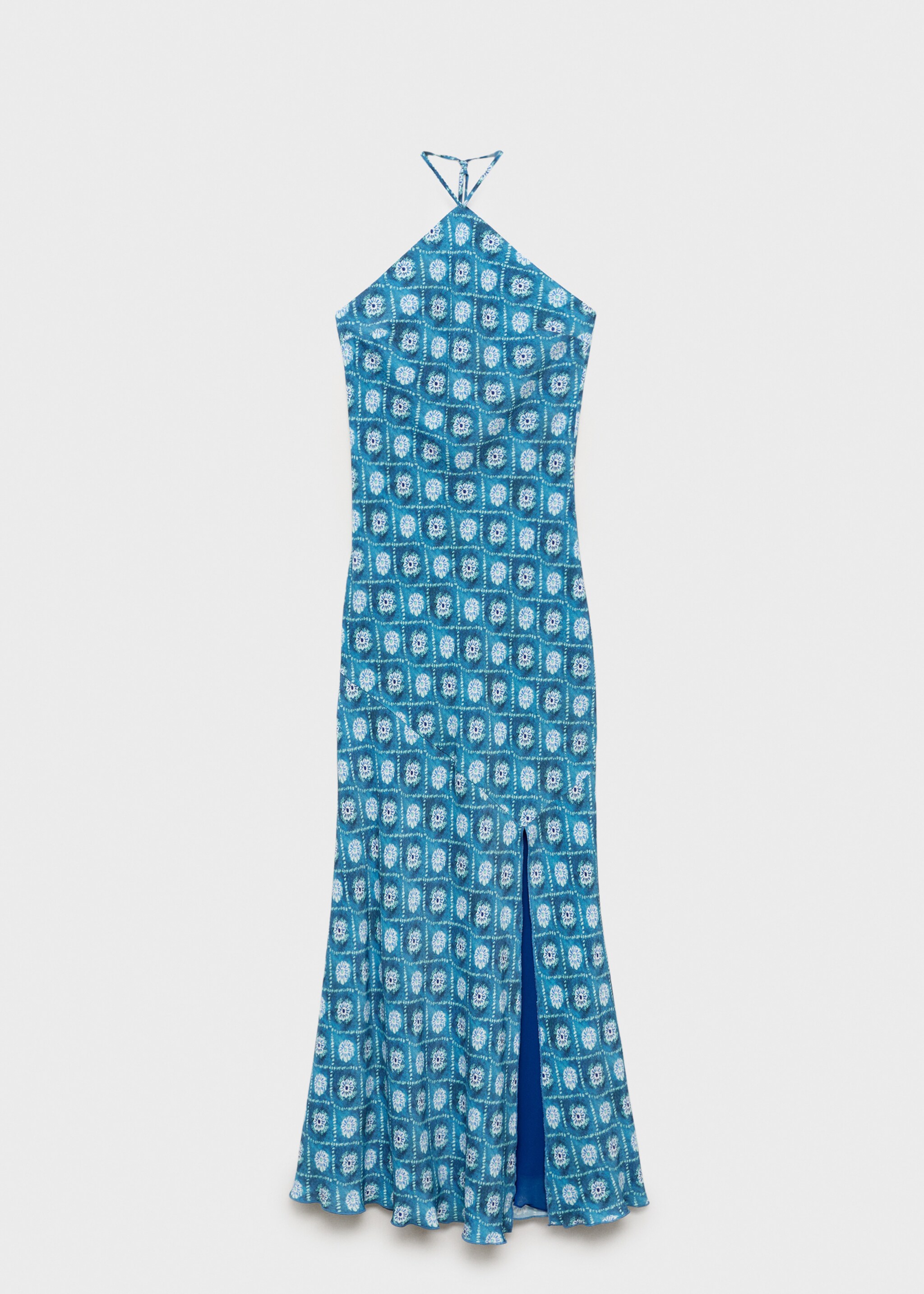 Vestit estampat coll halter - Article sense model, Blau petroli. Ref: 87036370-00.