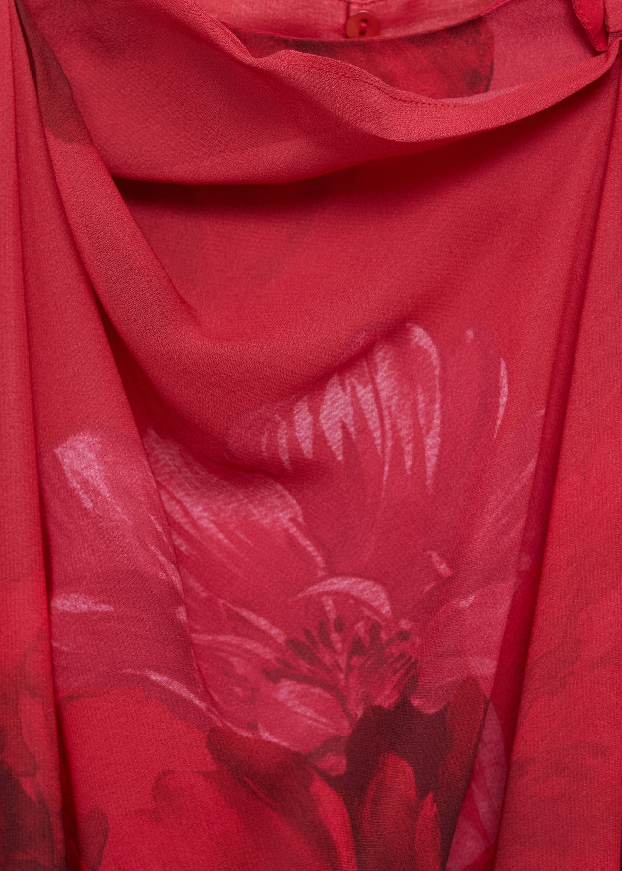 Floral blouse with scarf - Details of the article 8, Red. Ref: 87036373-00.