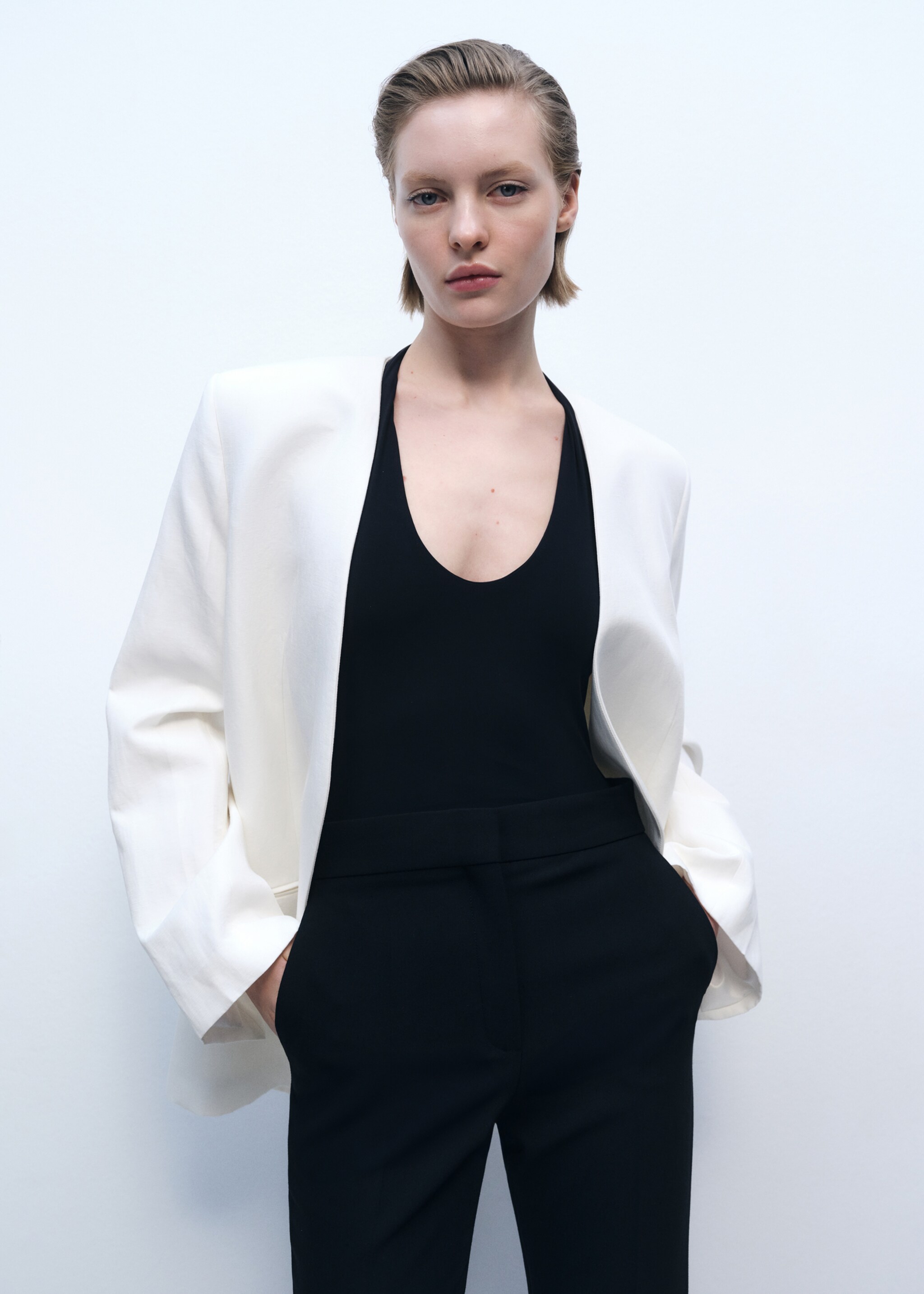 Maxi wide leg suit pants - Details of the article 1, Black. Ref: 87036375-00.