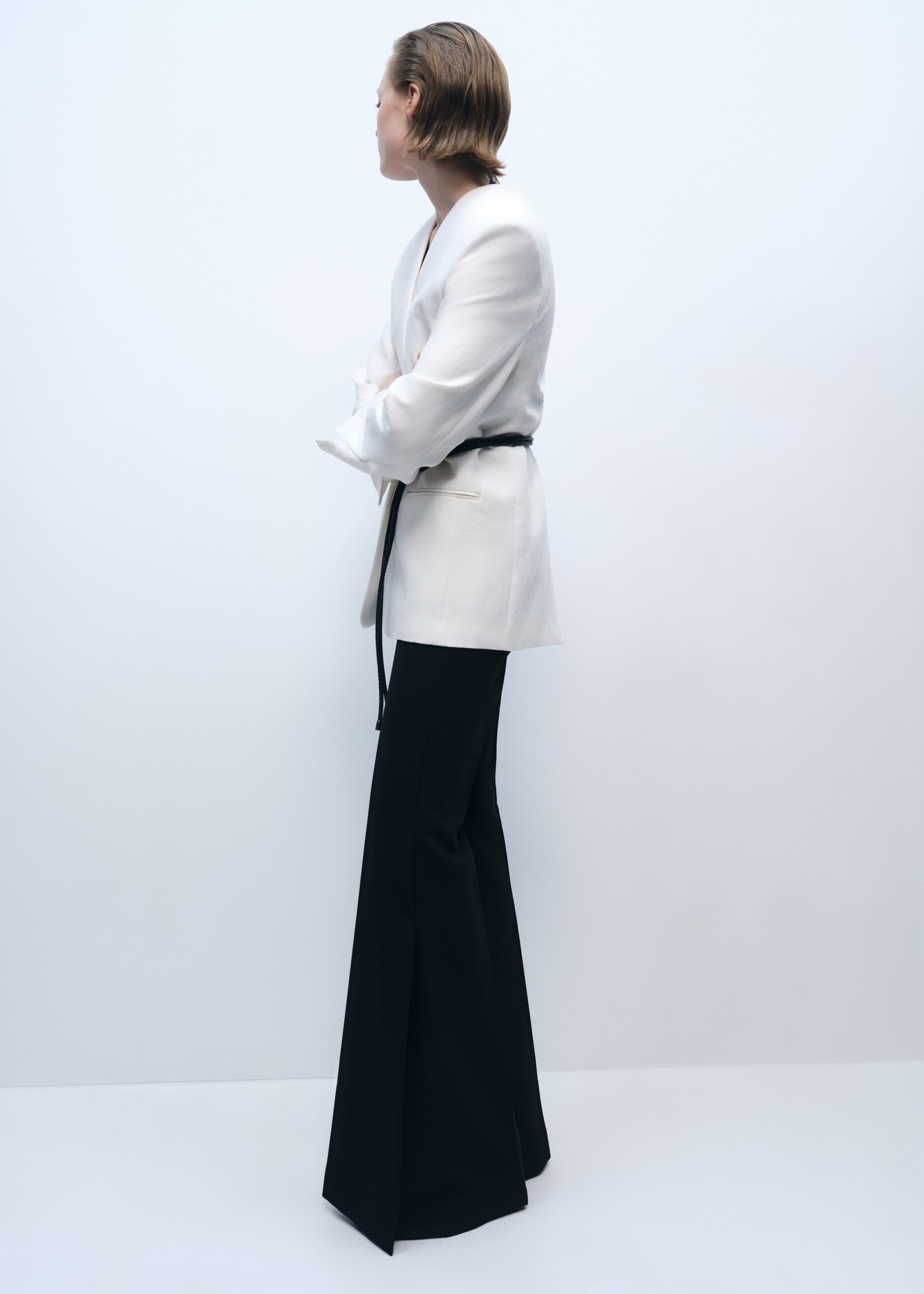 Maxi wide leg suit pants - Details of the article 6, Black. Ref: 87036375-00.