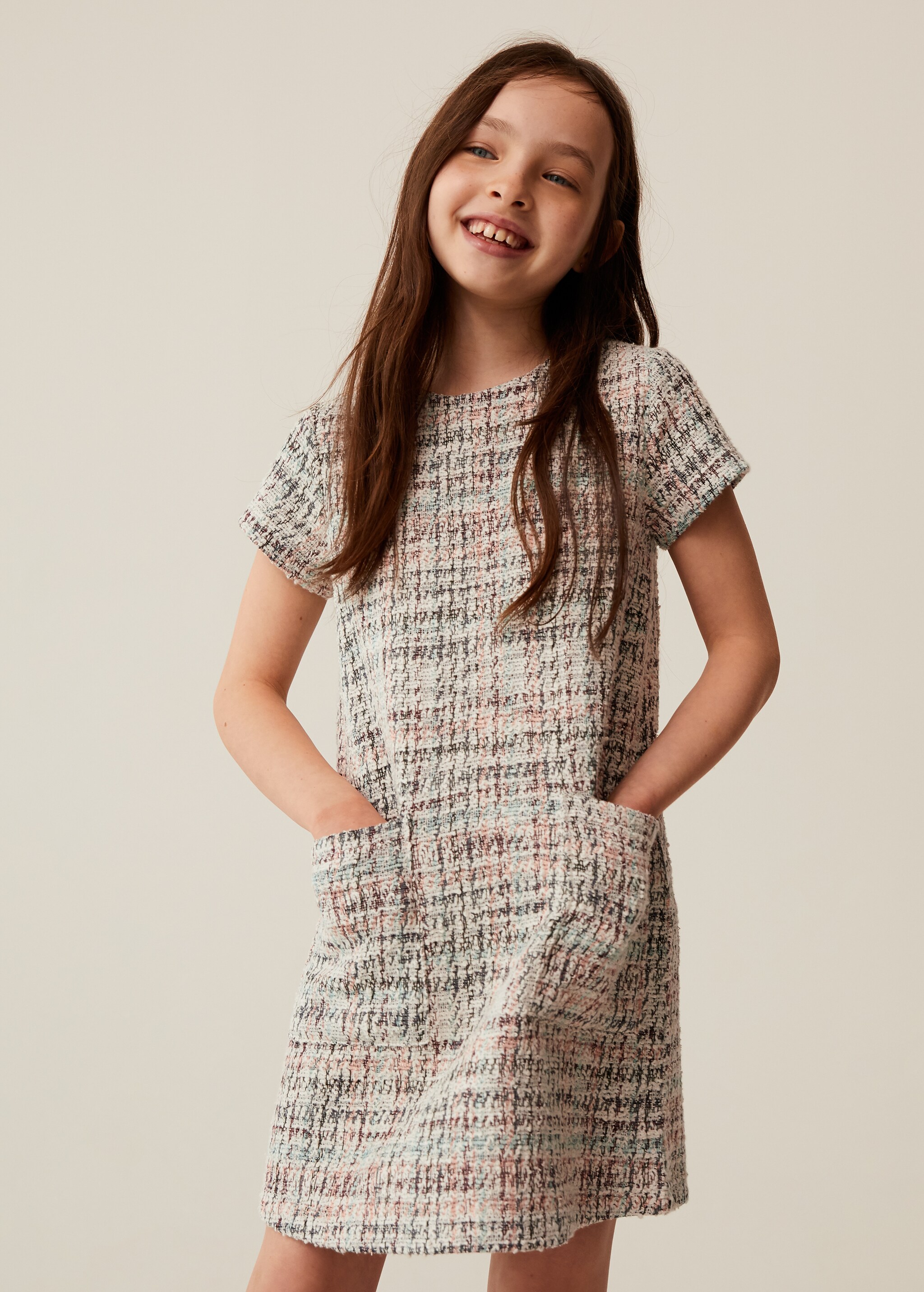 Vestido tweed bolsillos - Plano medio