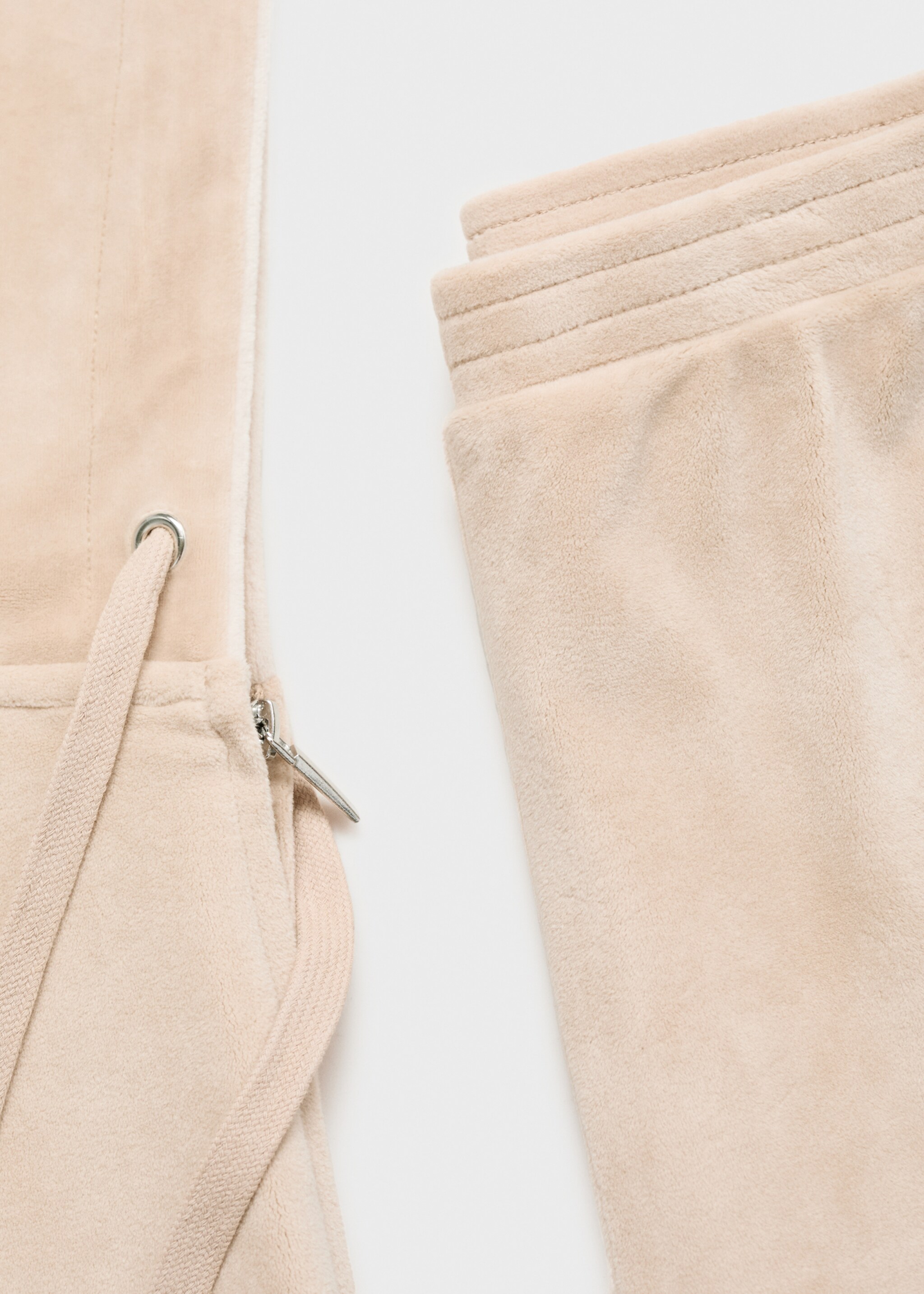 Soft-touch velour trousers - Details of the article 0, Light/Pastel Grey. Ref: 87036710-00.