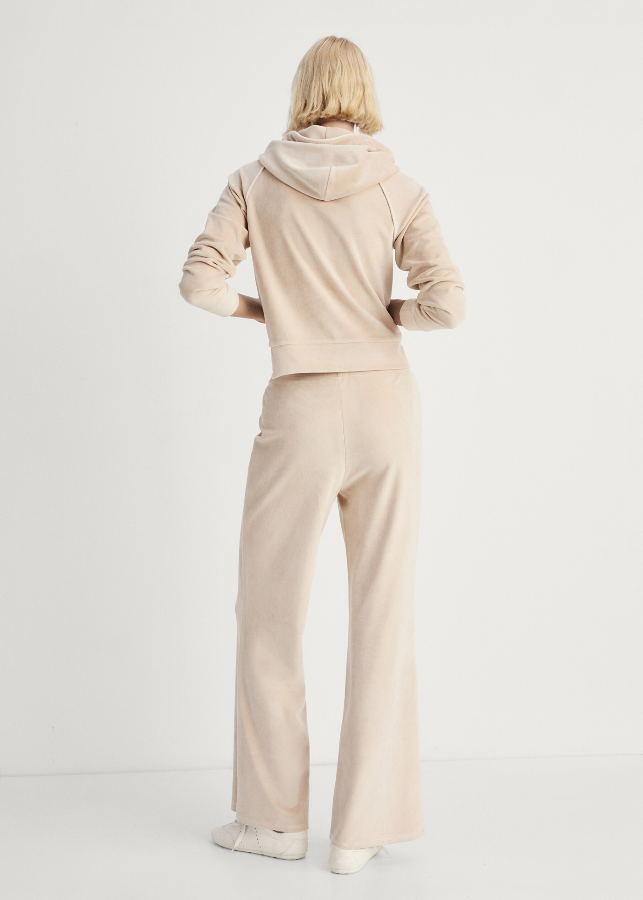 Soft-touch velour trousers - Reverse of the article, Light/Pastel Grey. Ref: 87036710-00.