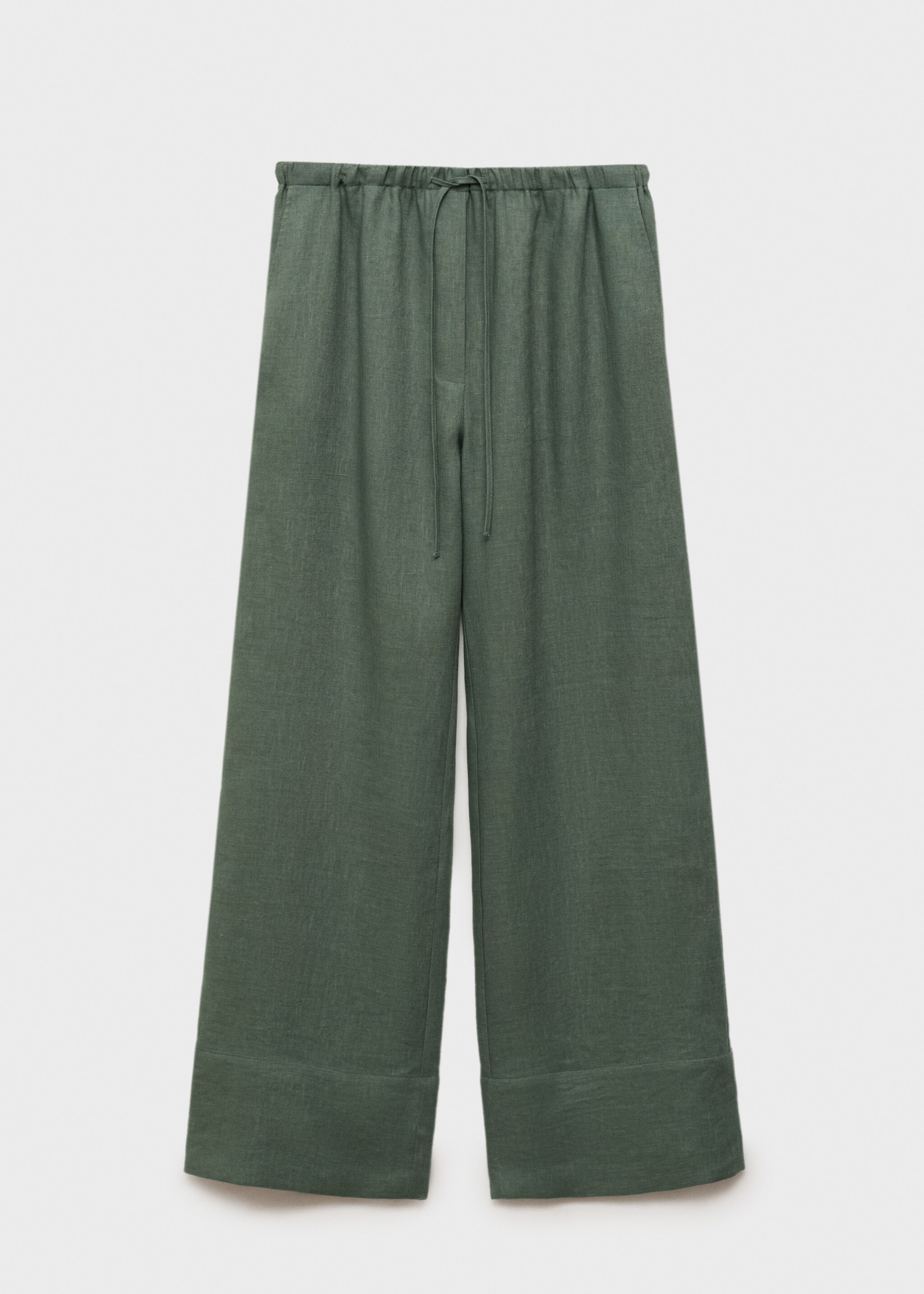 Straight linen-blend trousers - Article without model, Forest Green. Ref: 87036712-00.