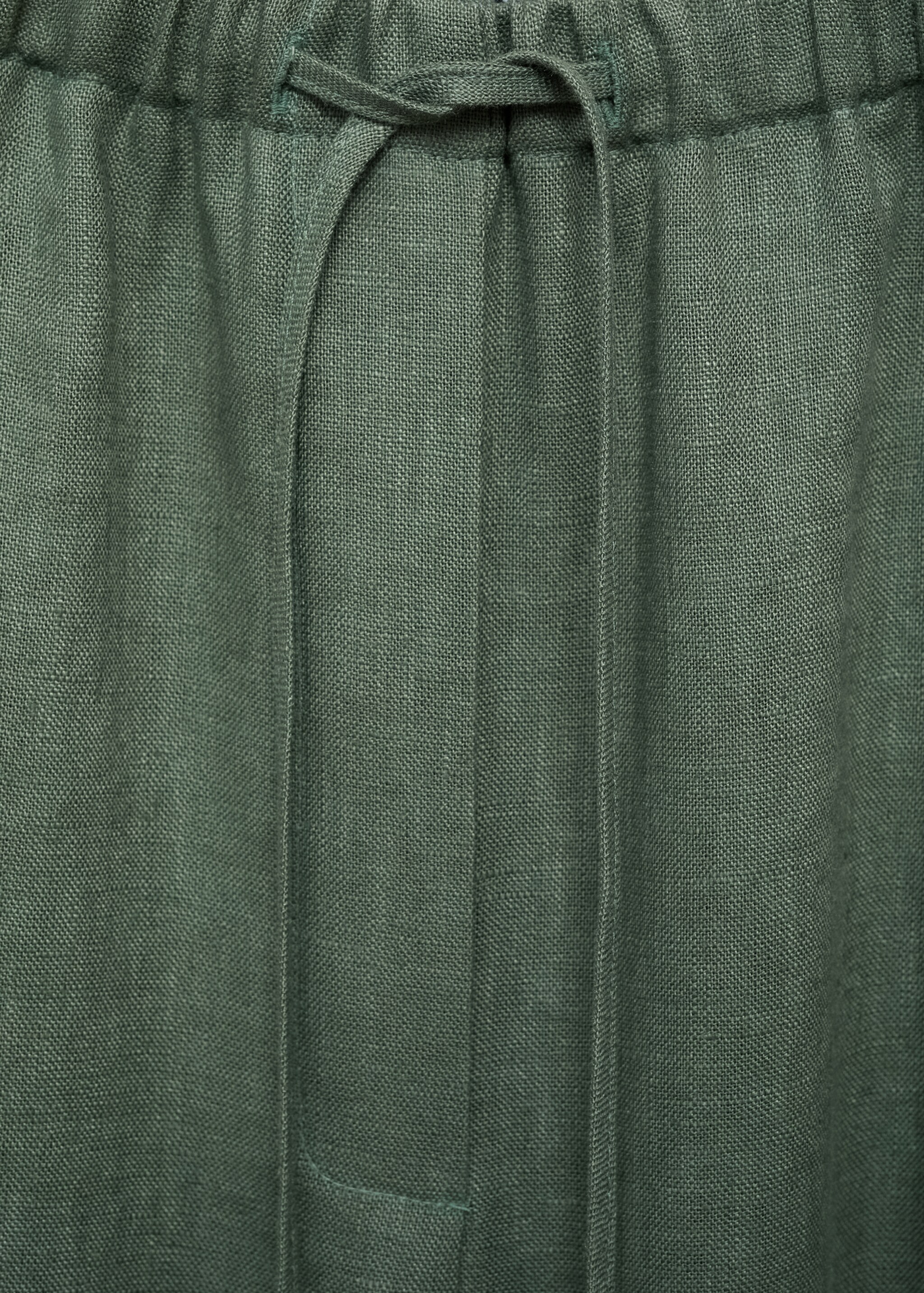 Straight linen-blend trousers - Details of the article 8, Forest Green. Ref: 87036712-00.