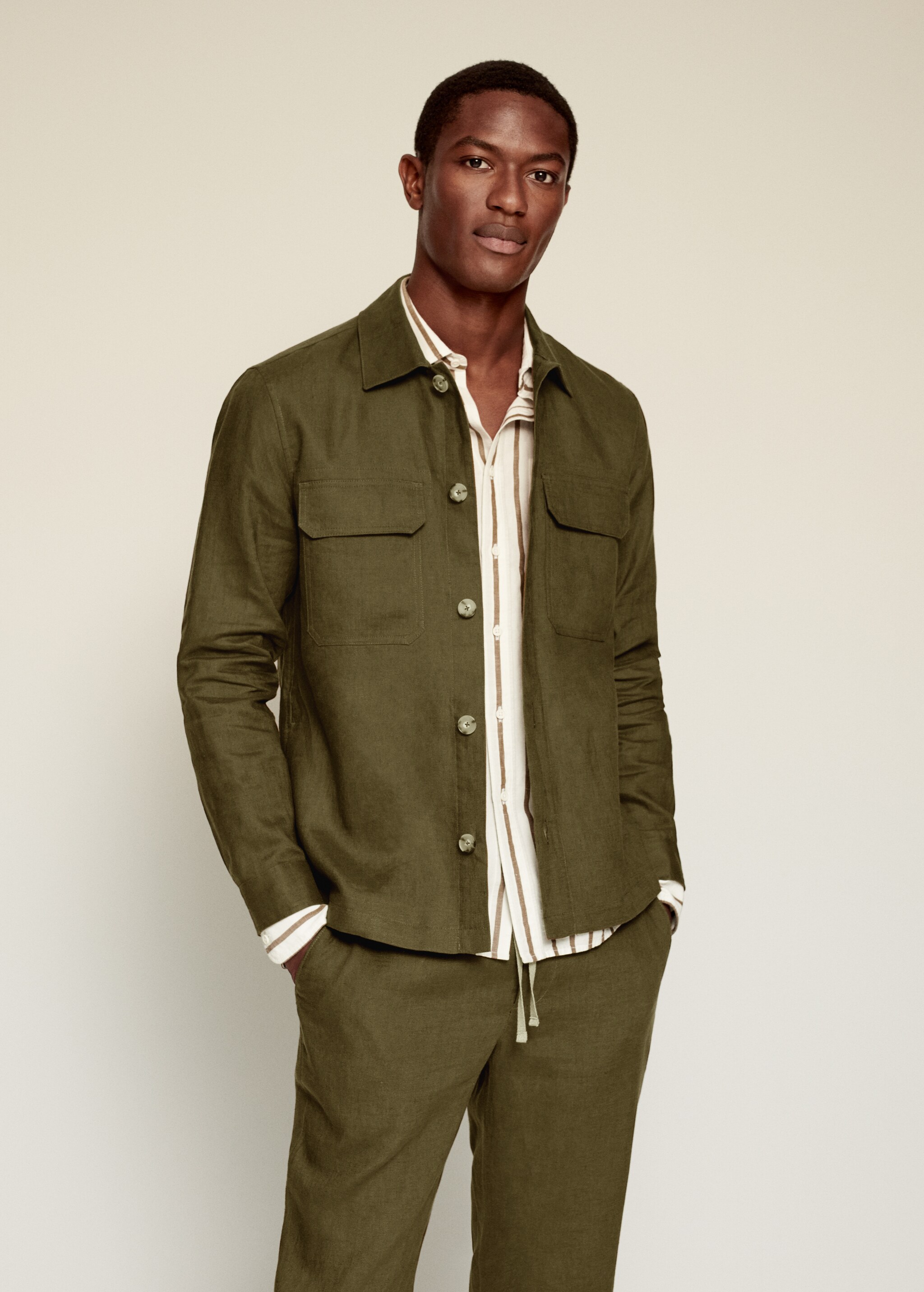 Overshirt 100% λινό τσέπες - Λεπτομέρεια του προϊόντος 2
