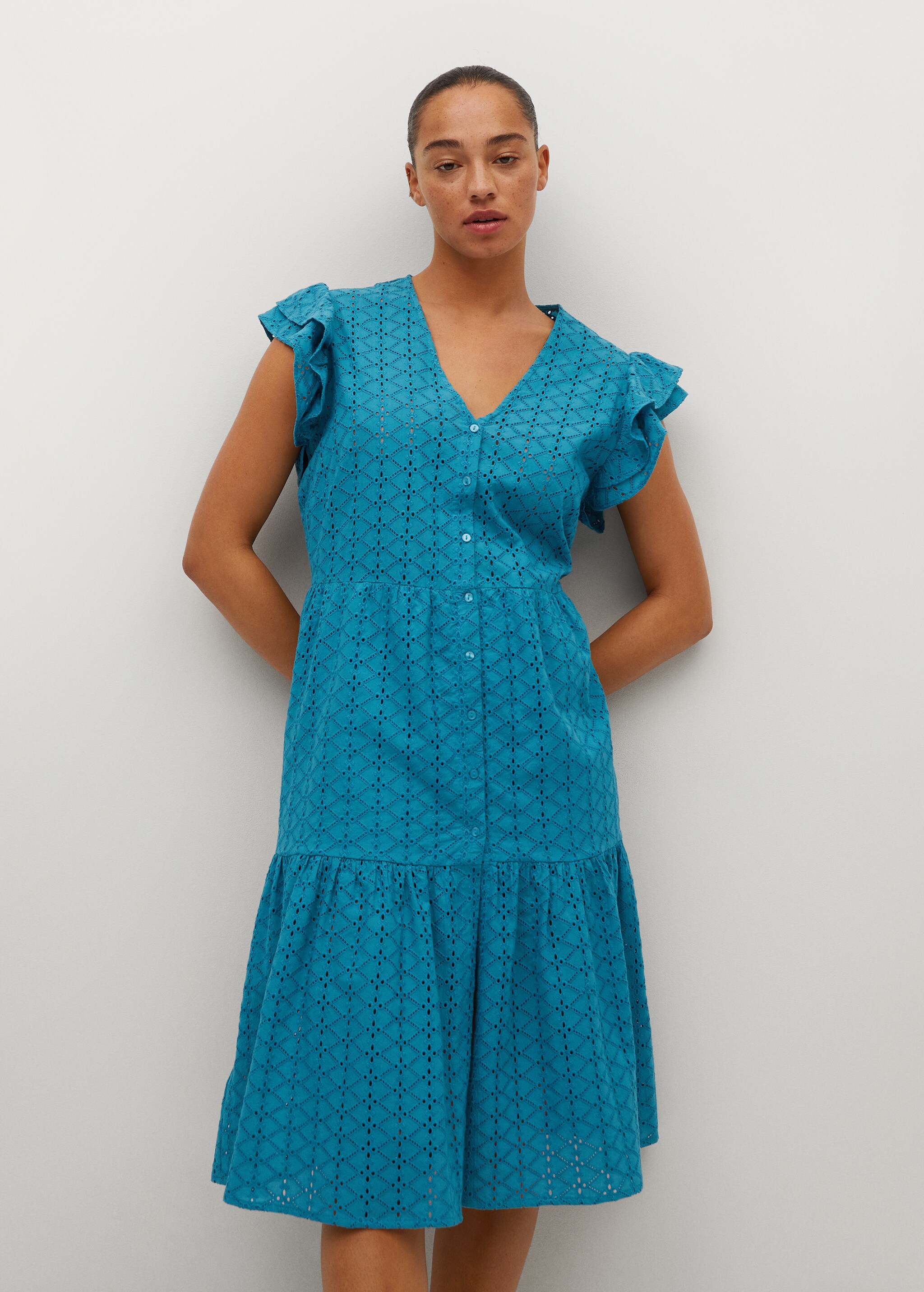 Vestido bordado algodón - Plano medio