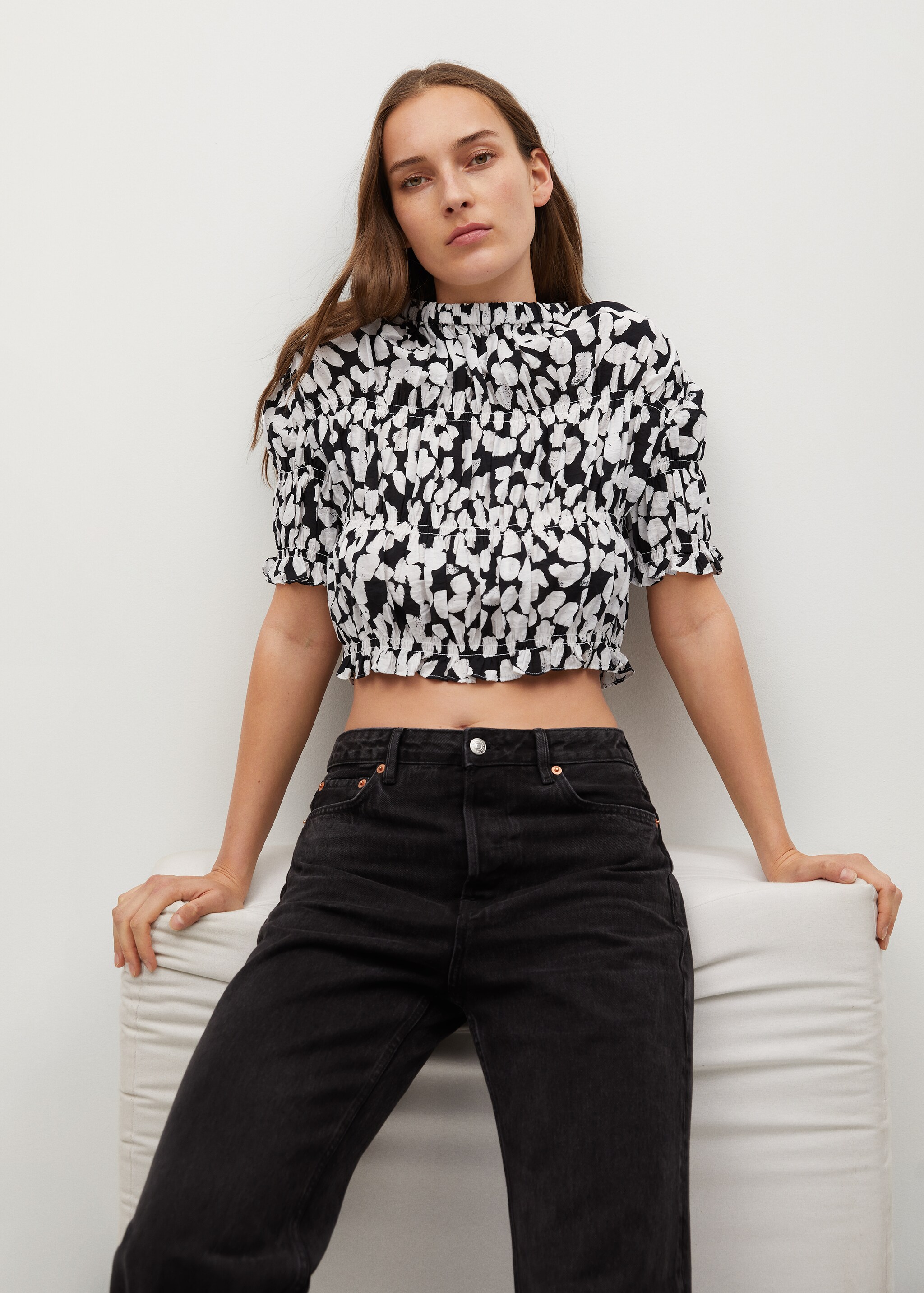 Crop top s nabíráním - Detail zboží 1