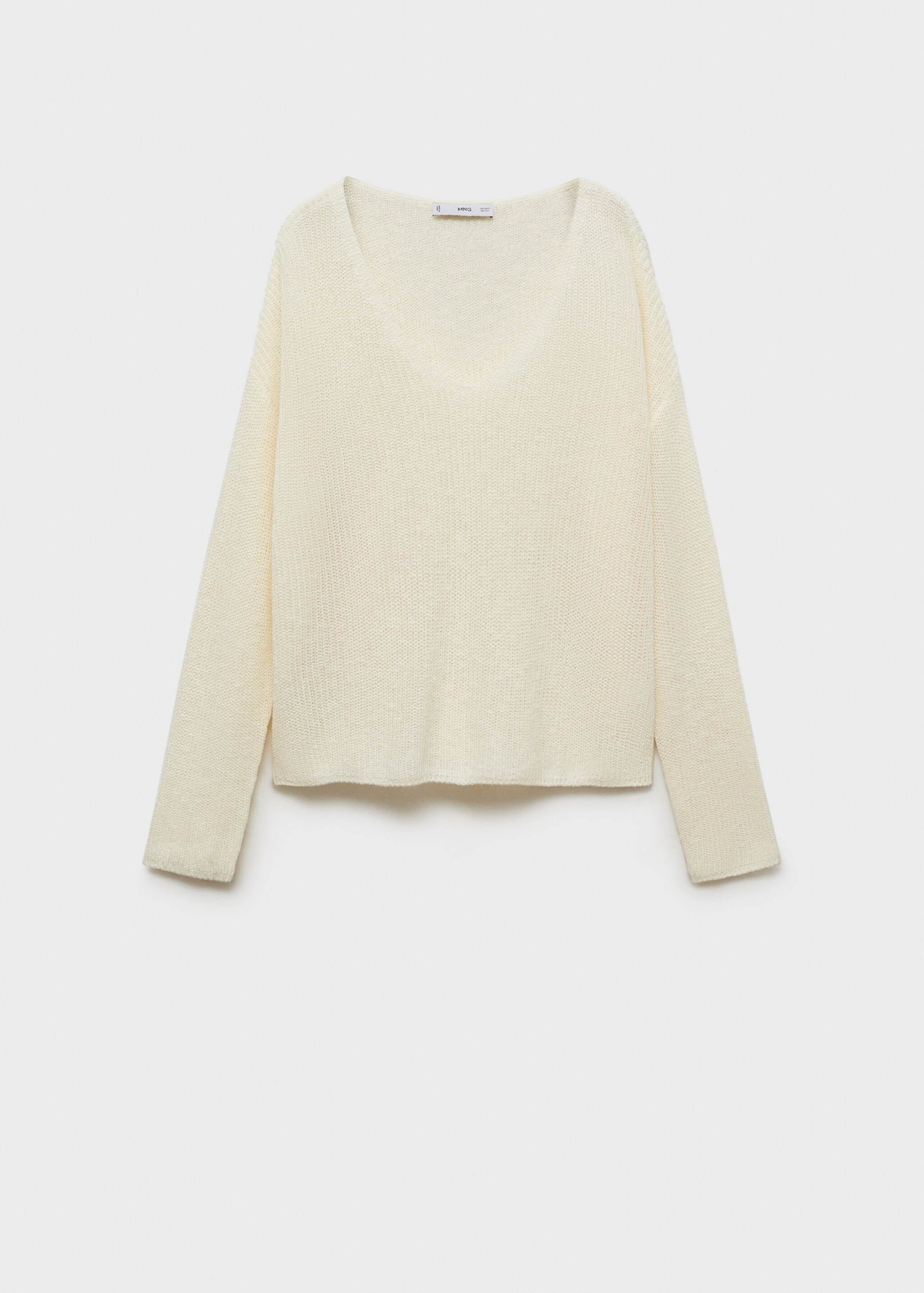 V-neck knit sweater - Article without model, Ecru. Ref: 87037165-00.