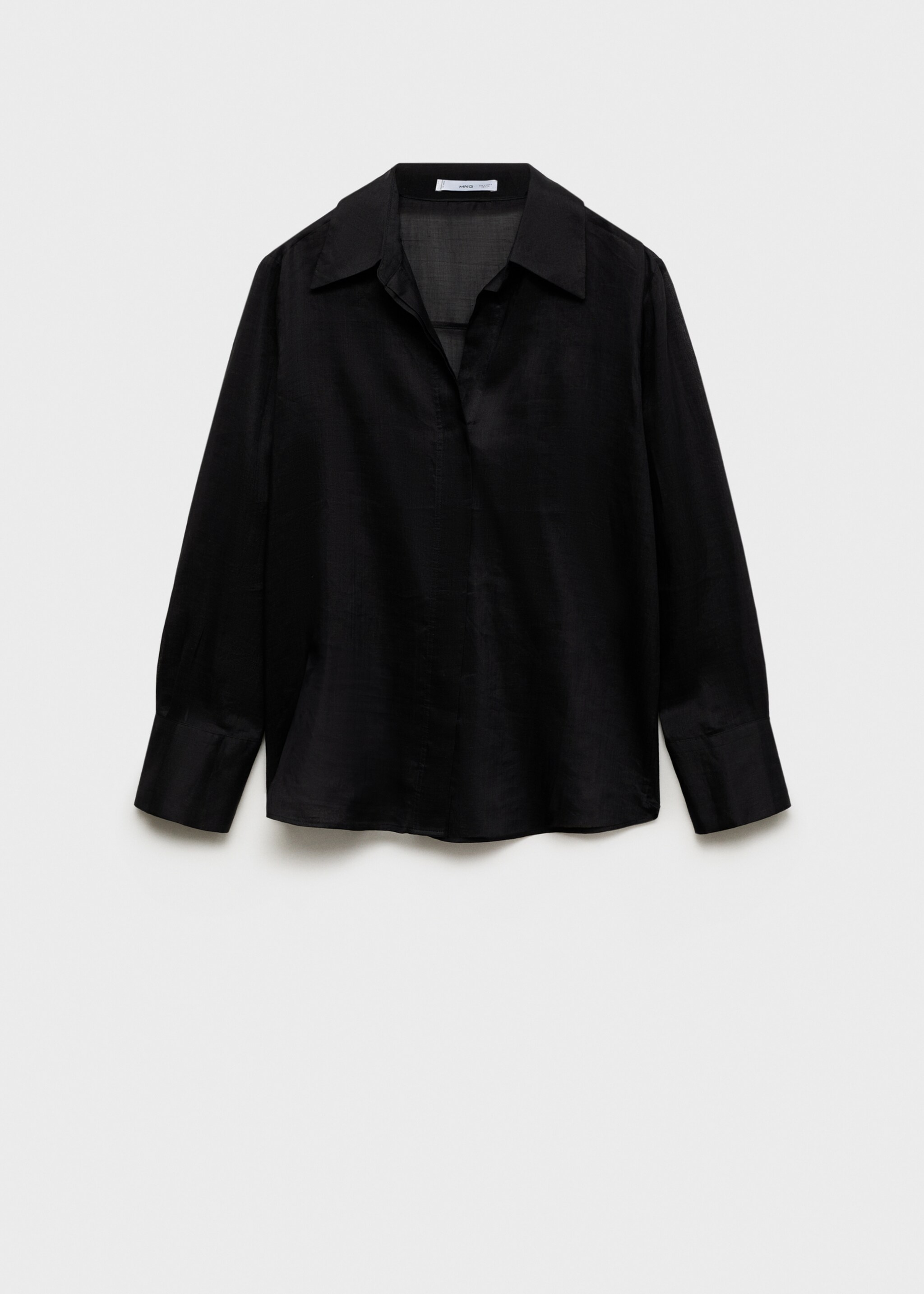Ramie shirt with hidden buttons - Article without model, Black. Ref: 87037167-00.