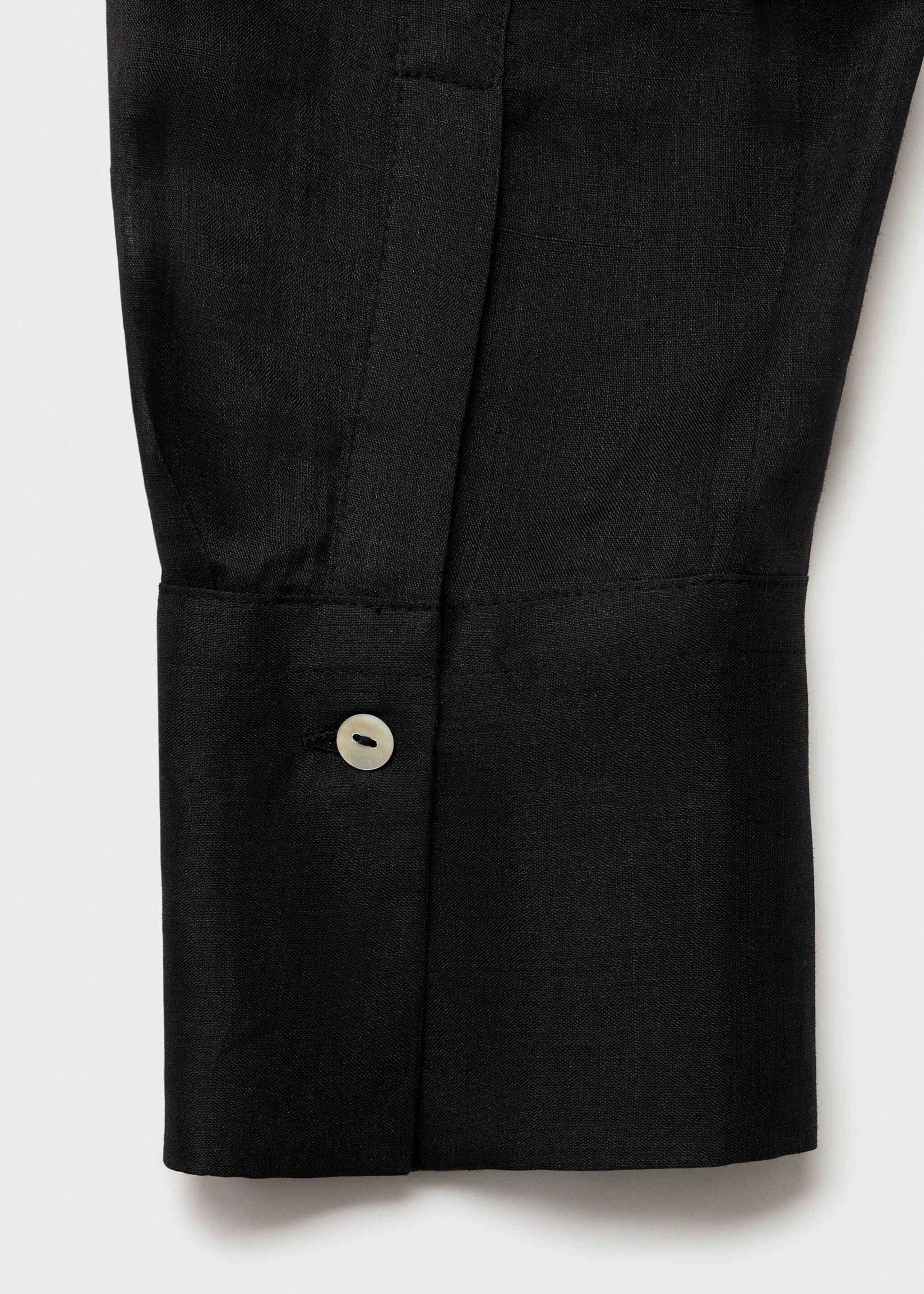 Ramie shirt with hidden buttons - Details of the article 0, Black. Ref: 87037167-00.