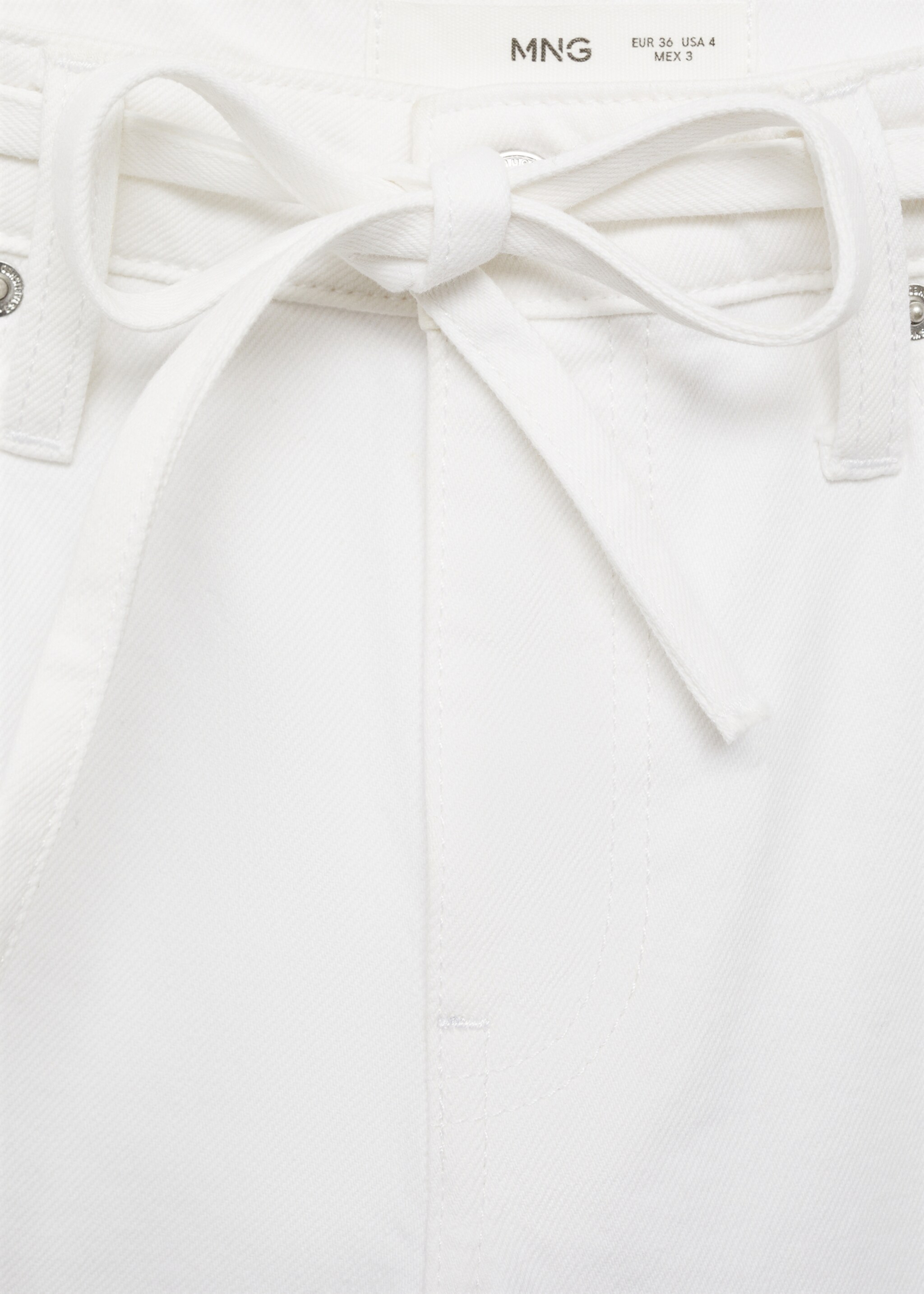 Balloon jeans with belt - Details of the article 8, White. Ref: 87037174-00.