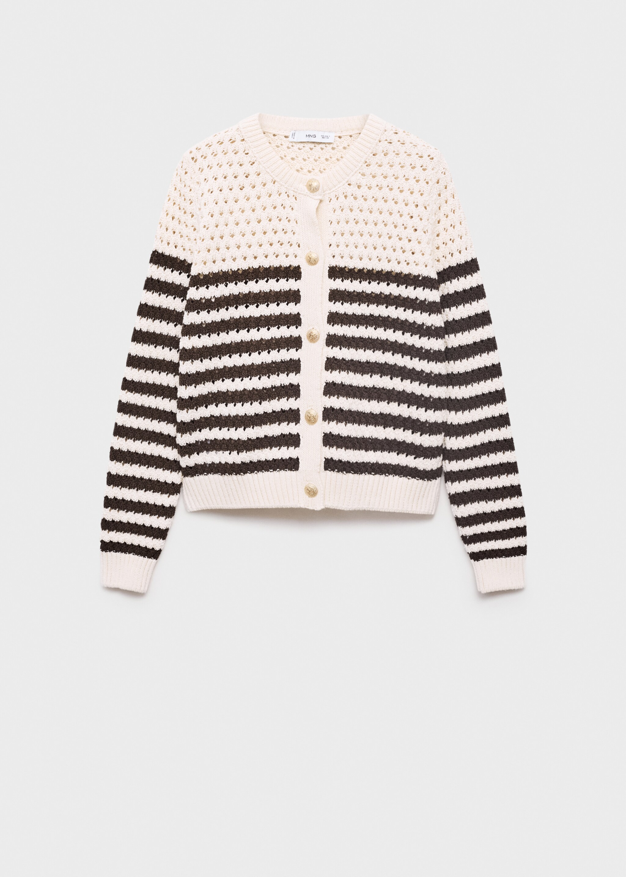 Striped openwork knitted cardigan - Article without model, Brown. Ref: 87037191-00.