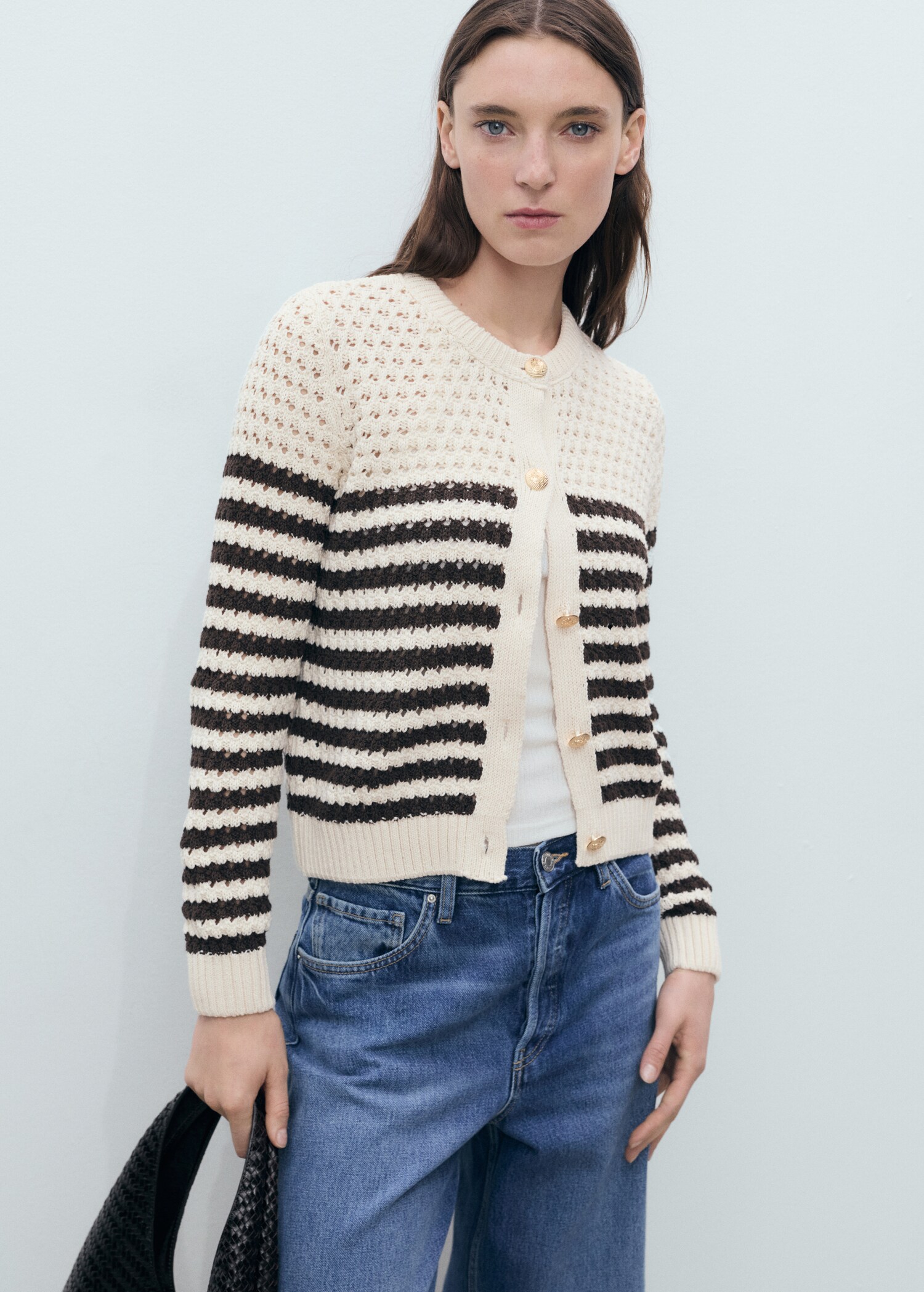 Striped openwork knitted cardigan - Details of the article 6