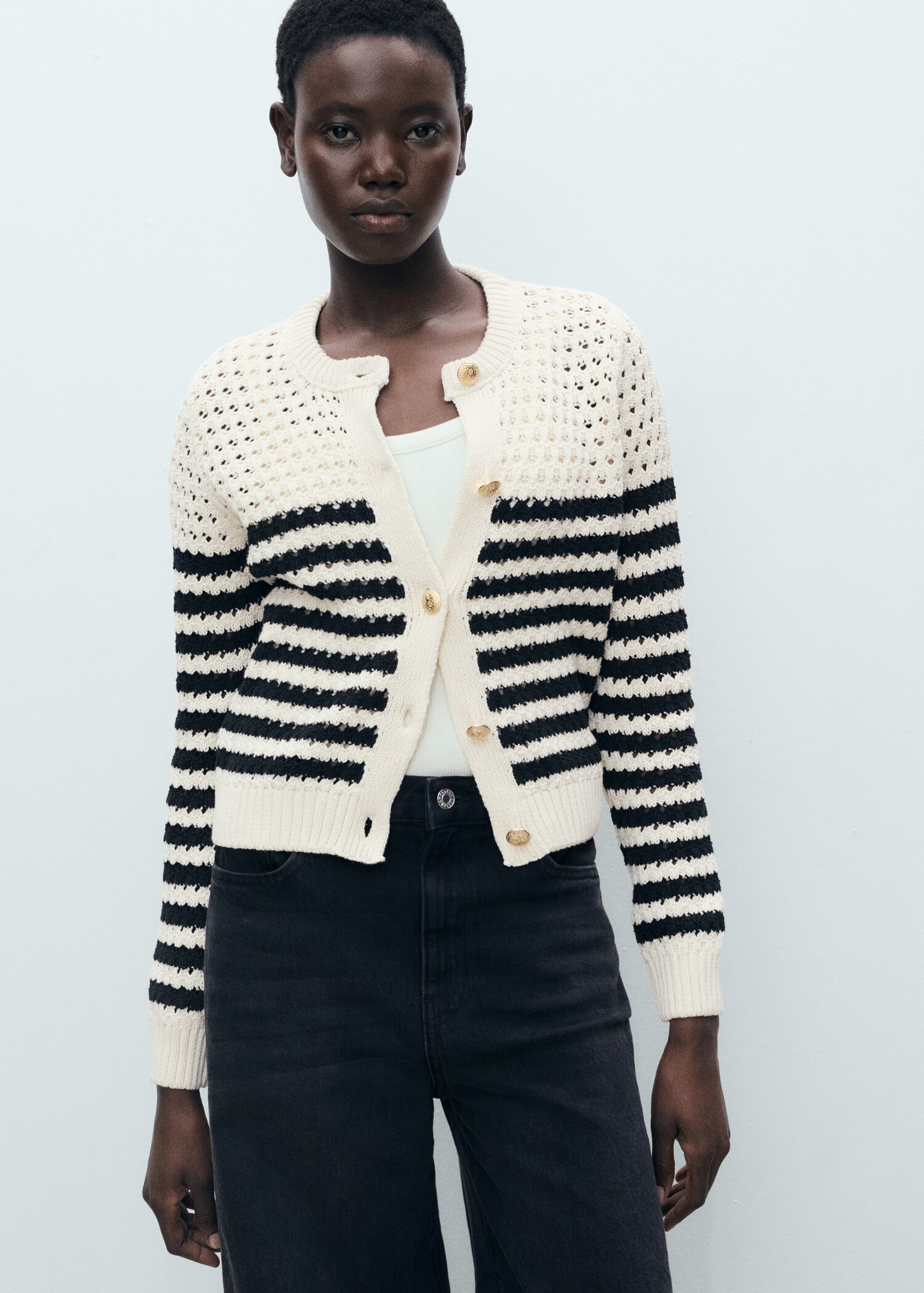 Striped openwork knitted cardigan - Medium plane