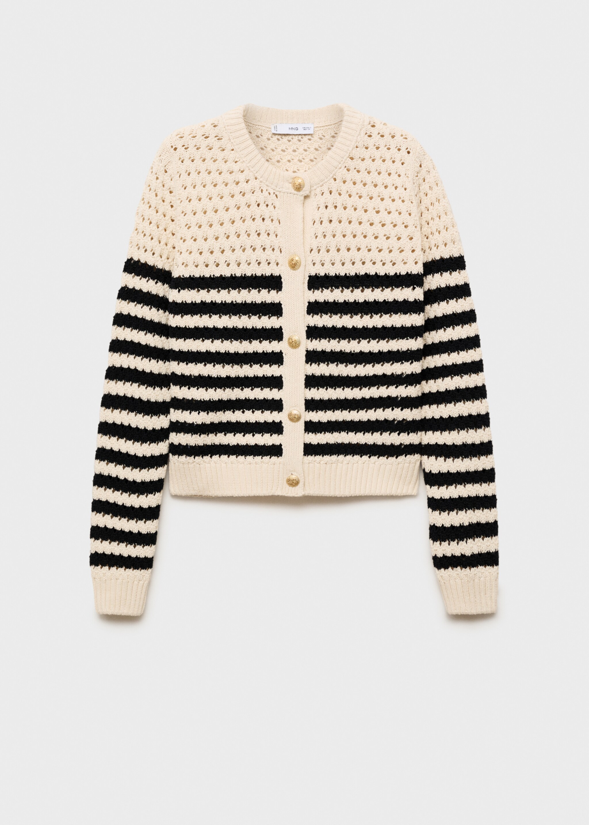 Striped openwork knitted cardigan - Article without model, Navy. Ref: 87037191-00.