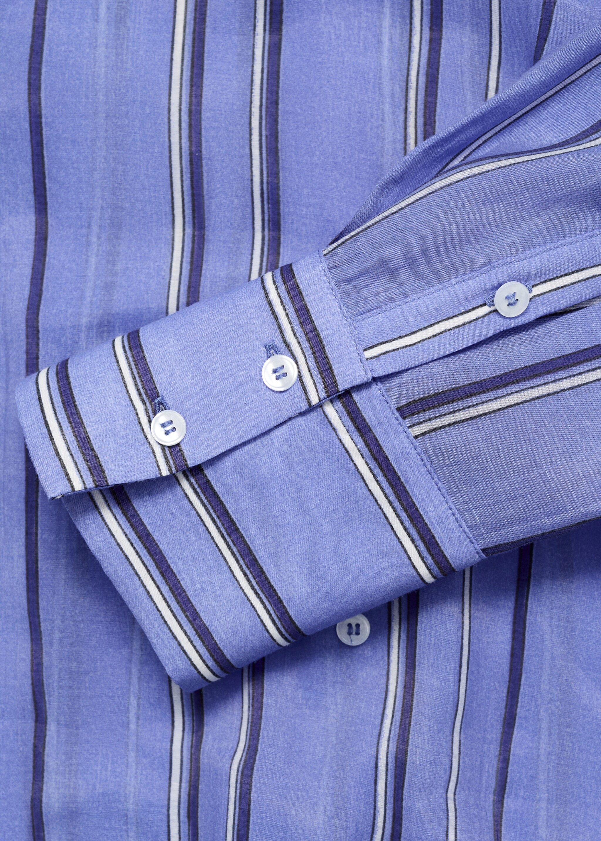 Striped shirt with multi-position closure - Details of the article 0, Blue. Ref: 87037194-00.