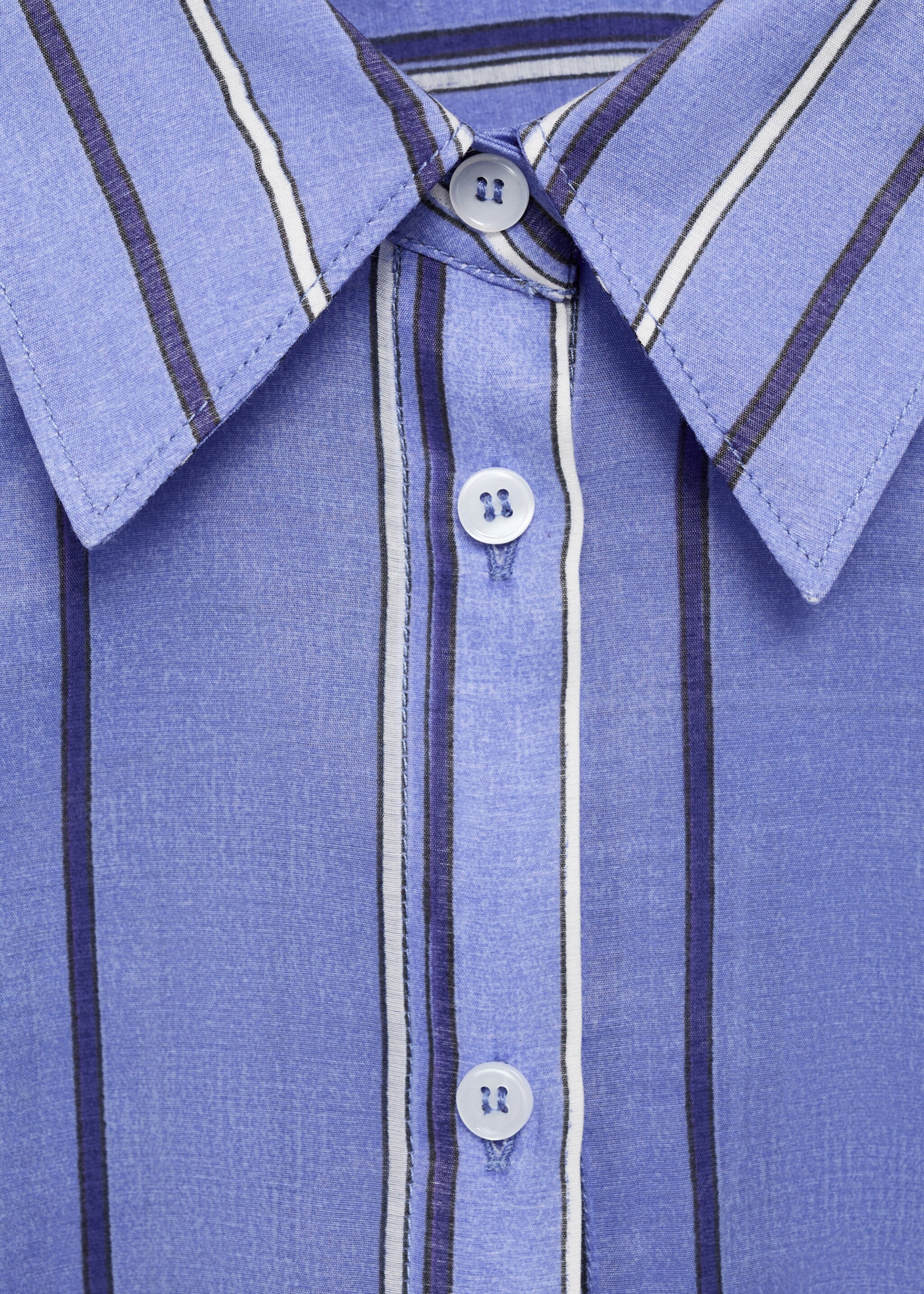 Striped shirt with multi-position closure - Details of the article 8, Blue. Ref: 87037194-00.