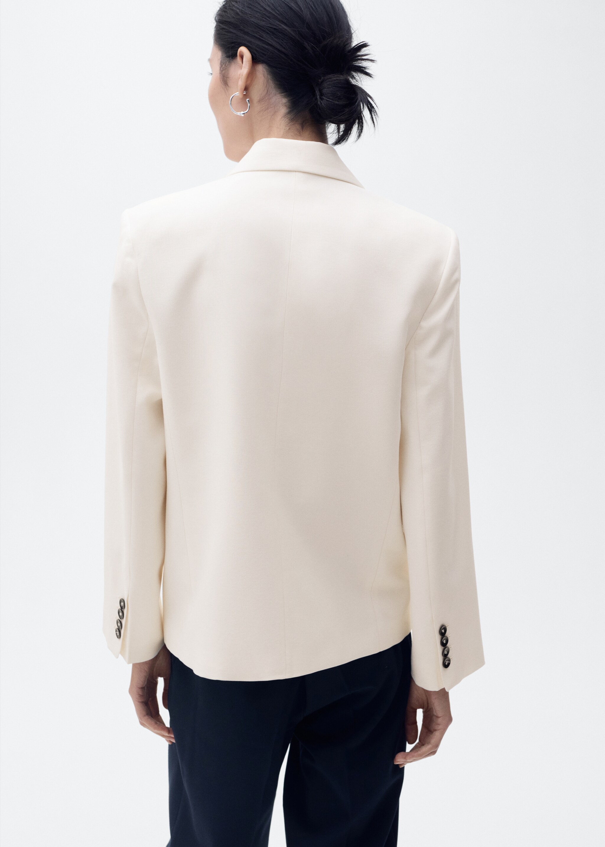 Contrasting double-breasted jacket - Reverse of the article, White. Ref: 87037196-00.