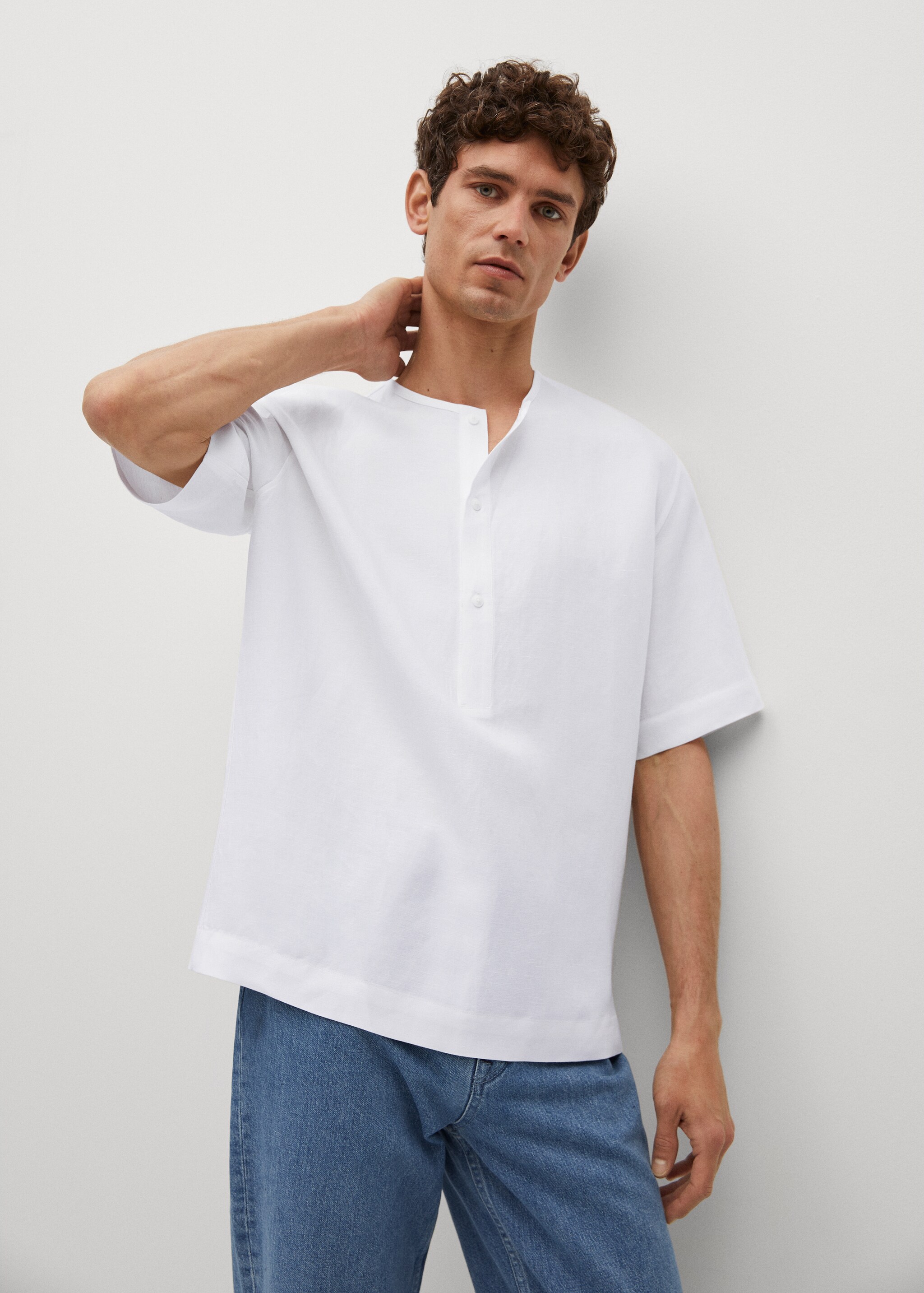 Camisa slim fit lyocell lino - Plano medio