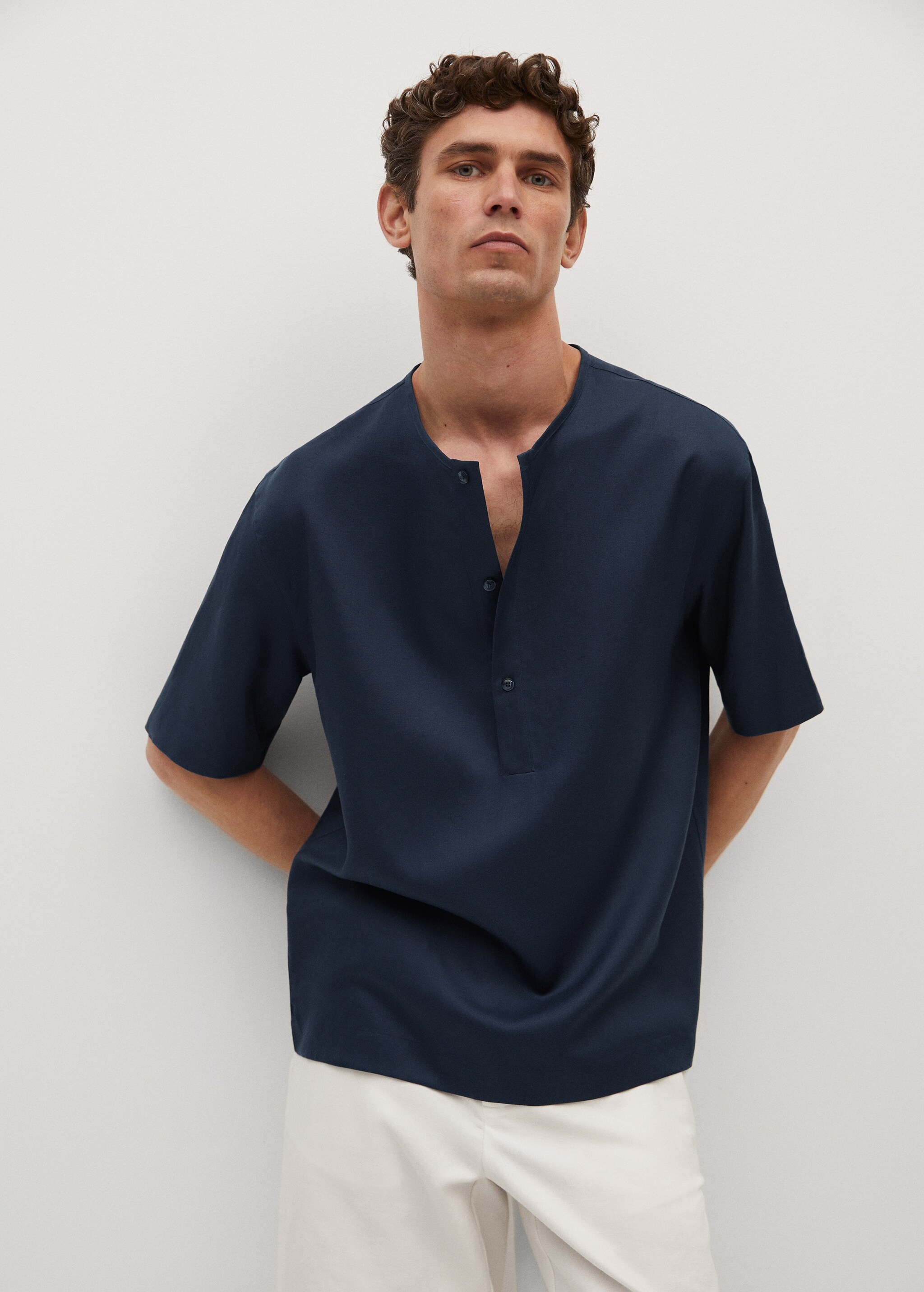 Camisa slim fit lyocell lino - Plano medio