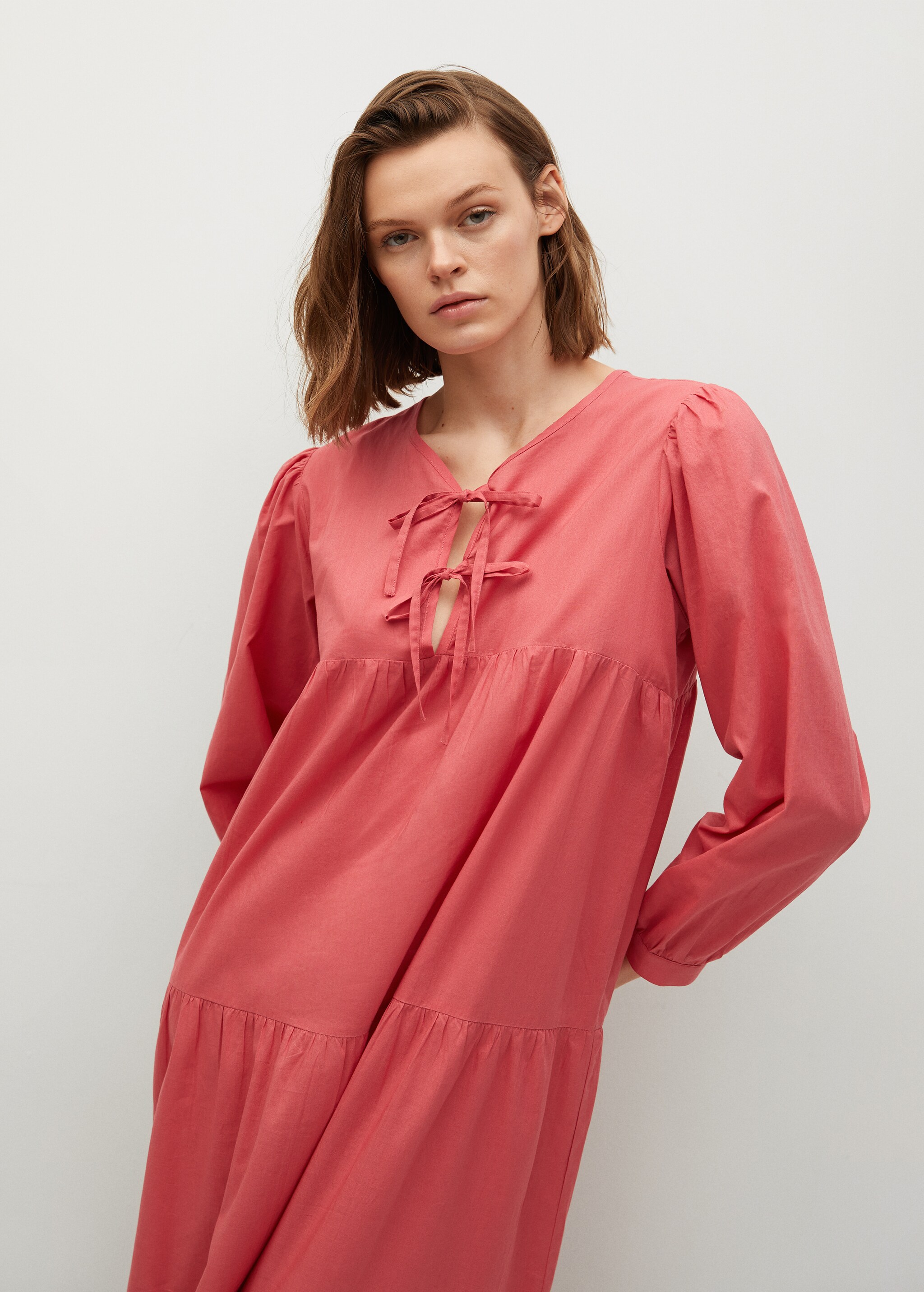 Vestido algodón lazos - Plano medio
