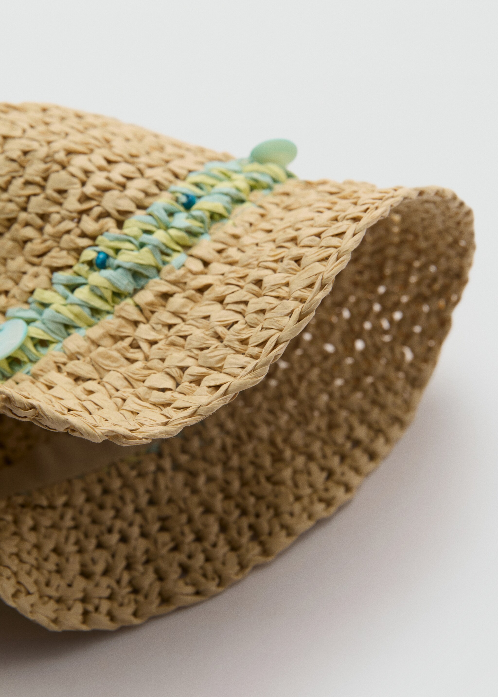 Raffia beaded hat - Details of the article 1, Sand. Ref: 87037675-00.