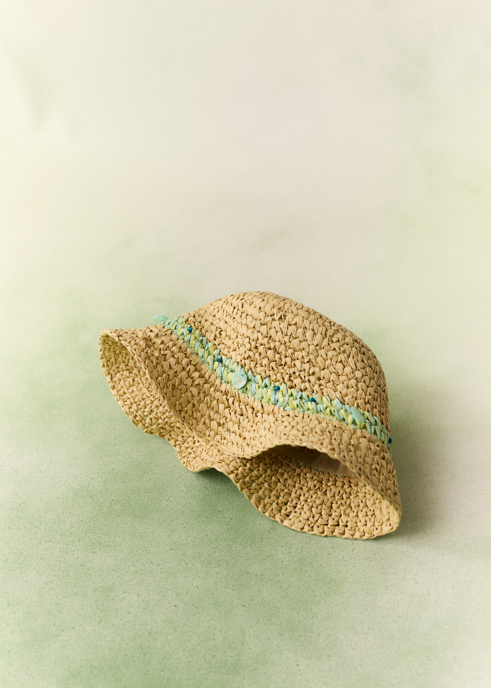 Raffia beaded hat - Details of the article 5, Sand. Ref: 87037675-00.