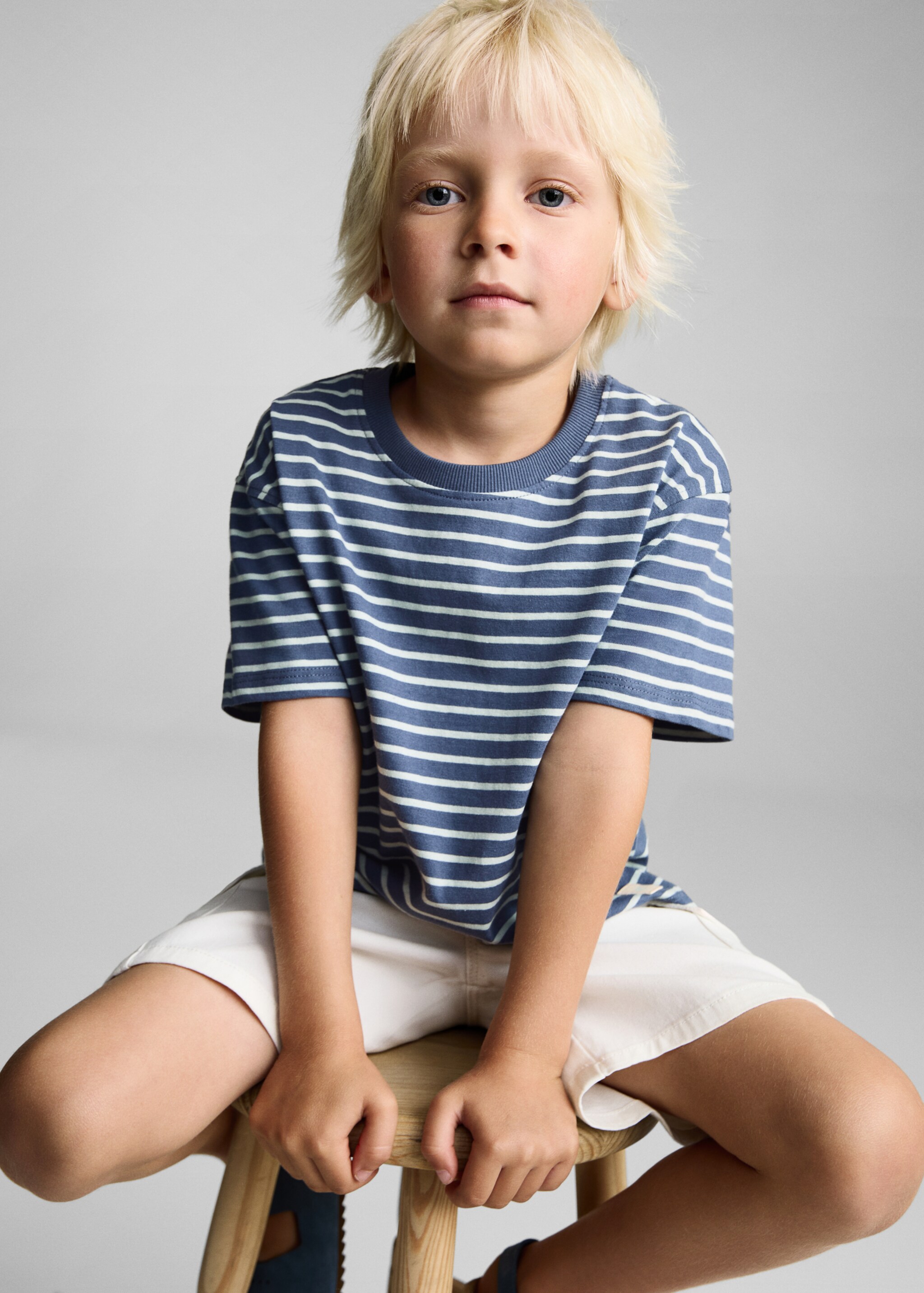 Gestreept katoenen T-shirt - Middenvlak, Pastelgroen. Ref: 87037690-00.