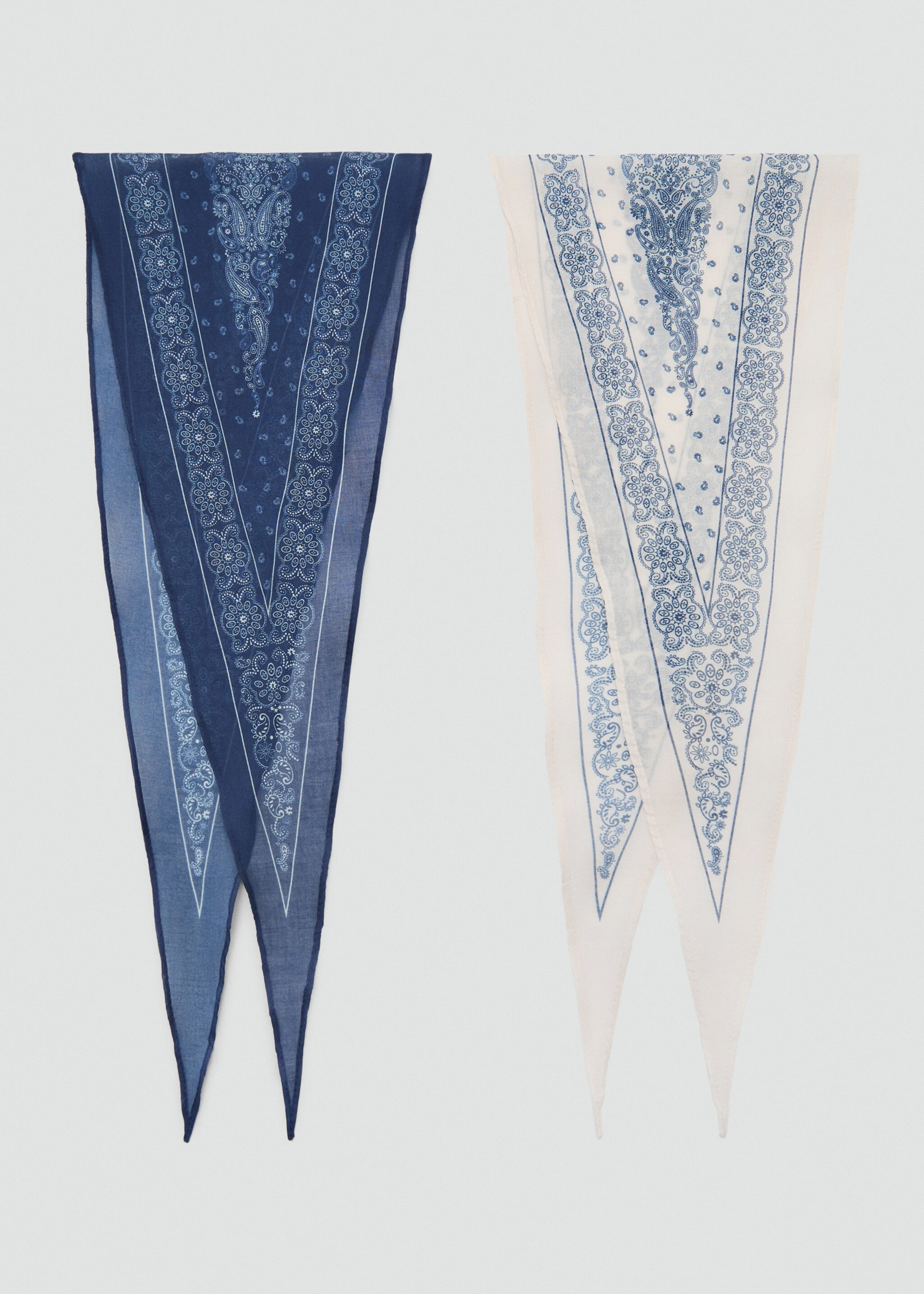 Set of 2 combined scarves - Article without model, Navy. Ref: 87037692-00.