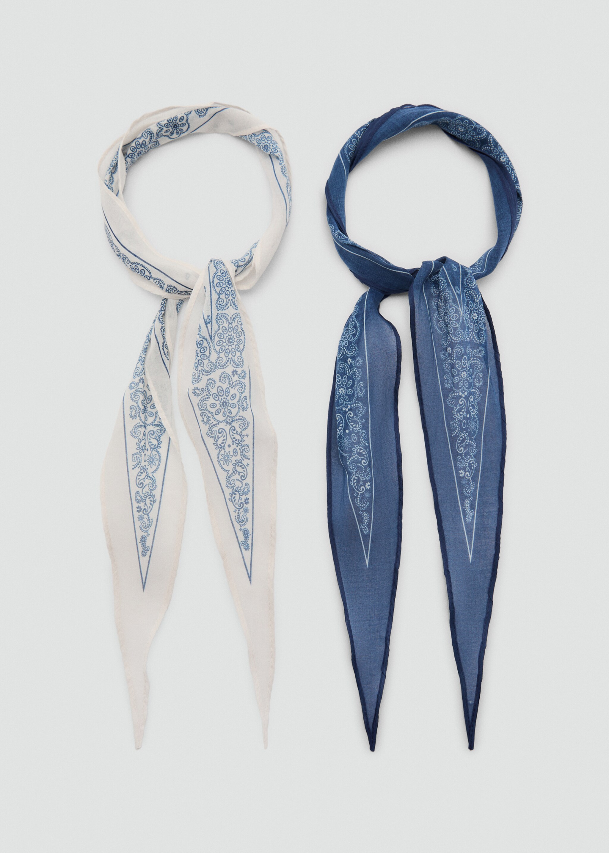 Set of 2 combined scarves - Details of the article 1, Navy. Ref: 87037692-00.