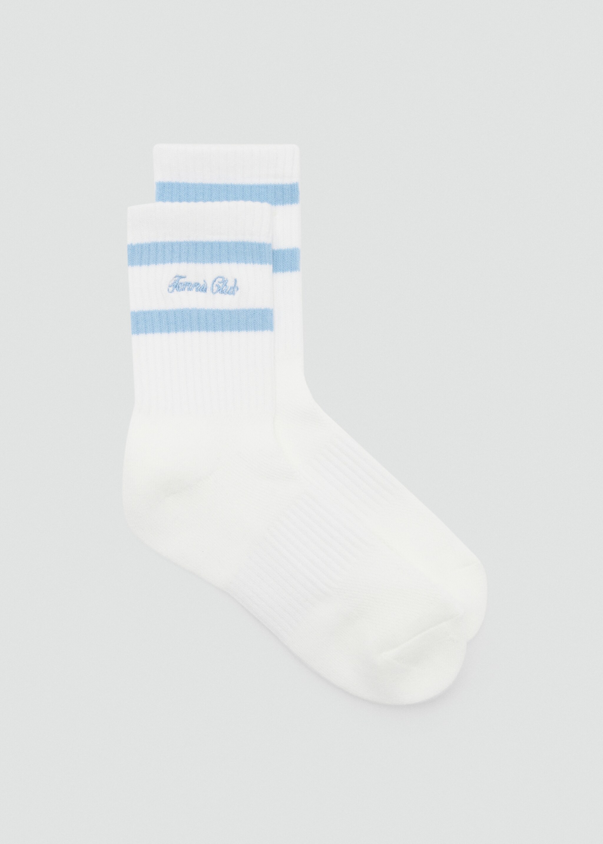 Chaussettes rayées avec message brodé - Article sans modèle, Bleu ciel. Ref: 87037707-00.