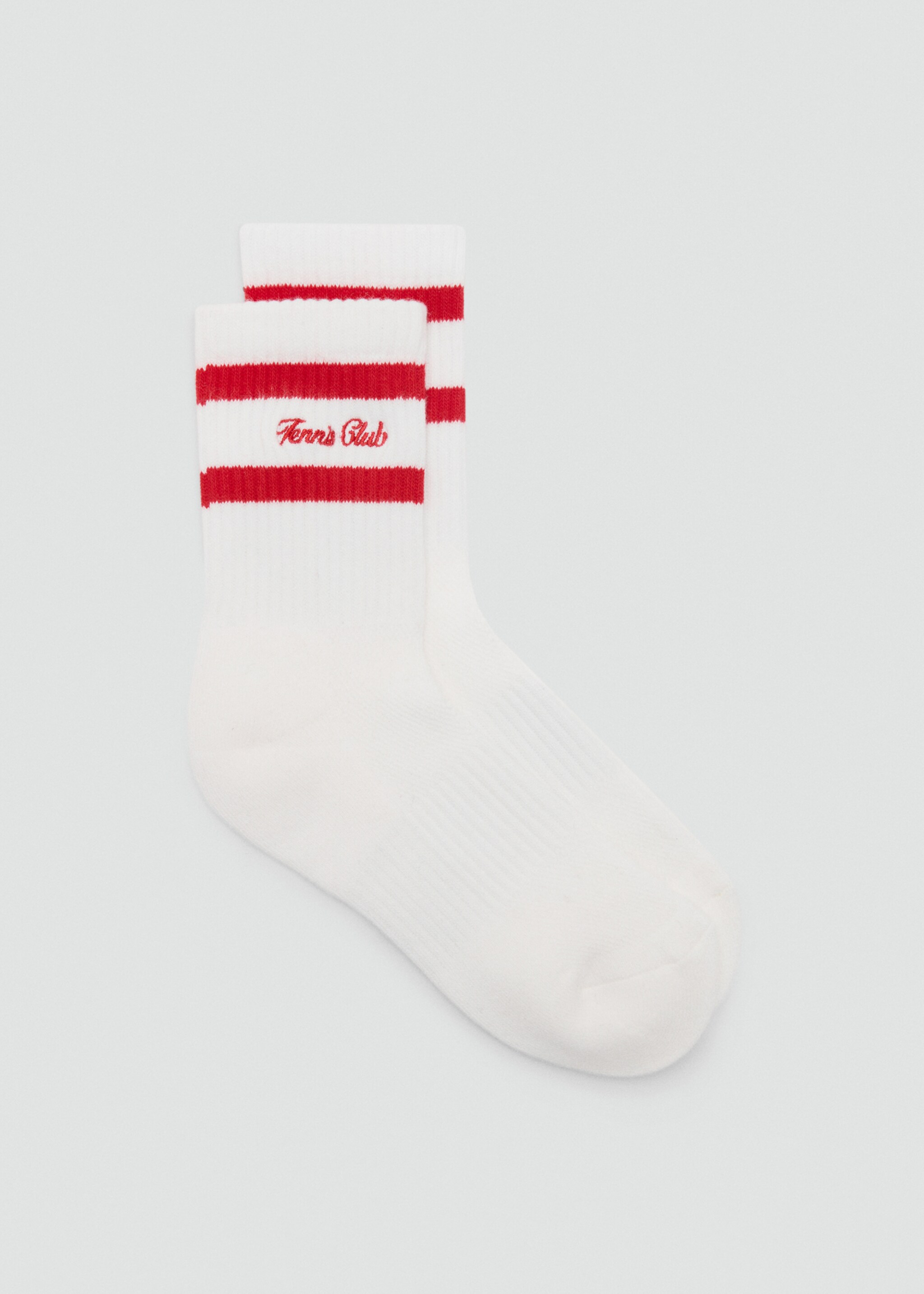Chaussettes rayées avec message brodé - Article sans modèle, Rouge. Ref: 87037707-00.