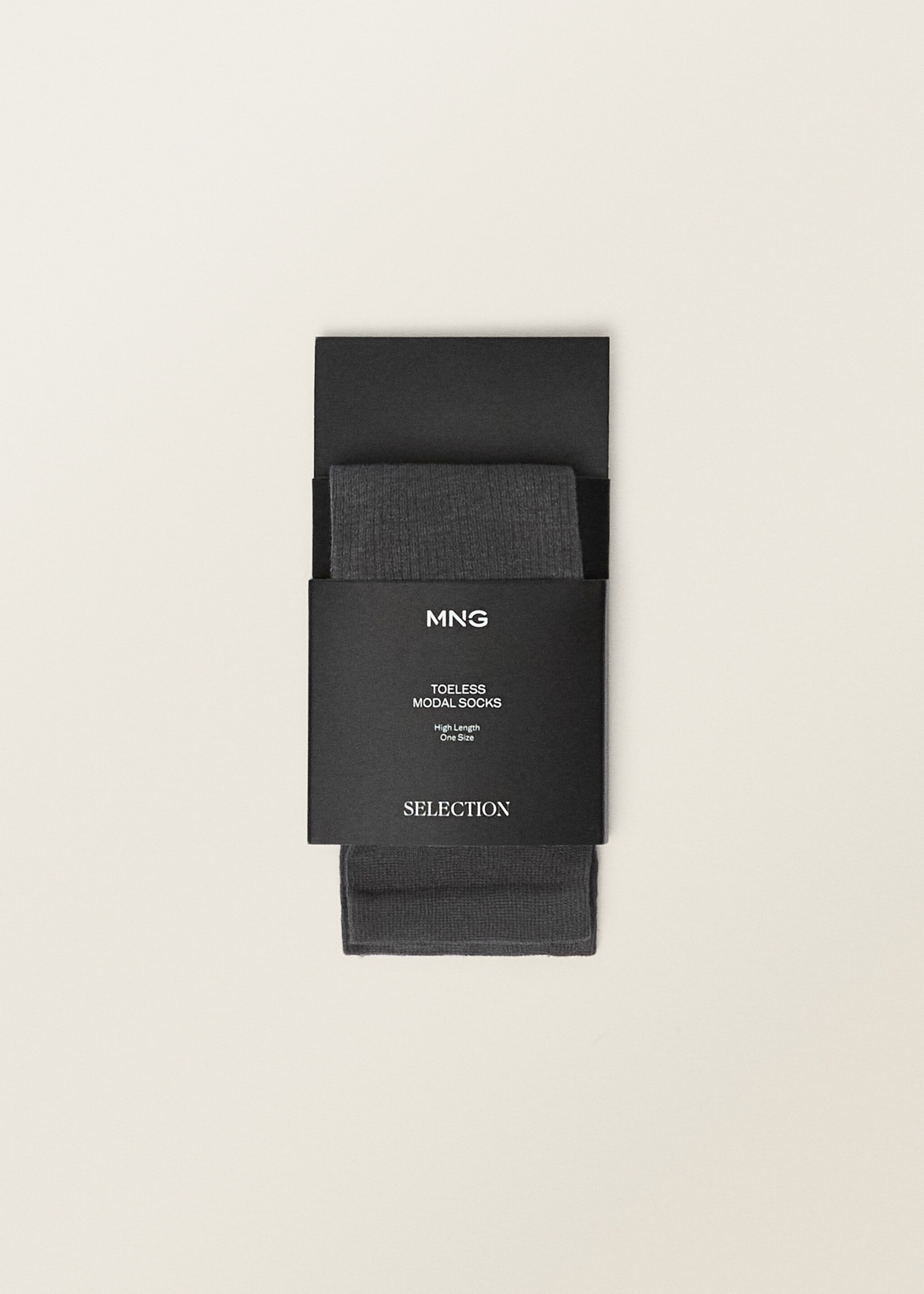 Long socks with opening - Details of the article 2, Charcoal. Ref: 87037711-00.