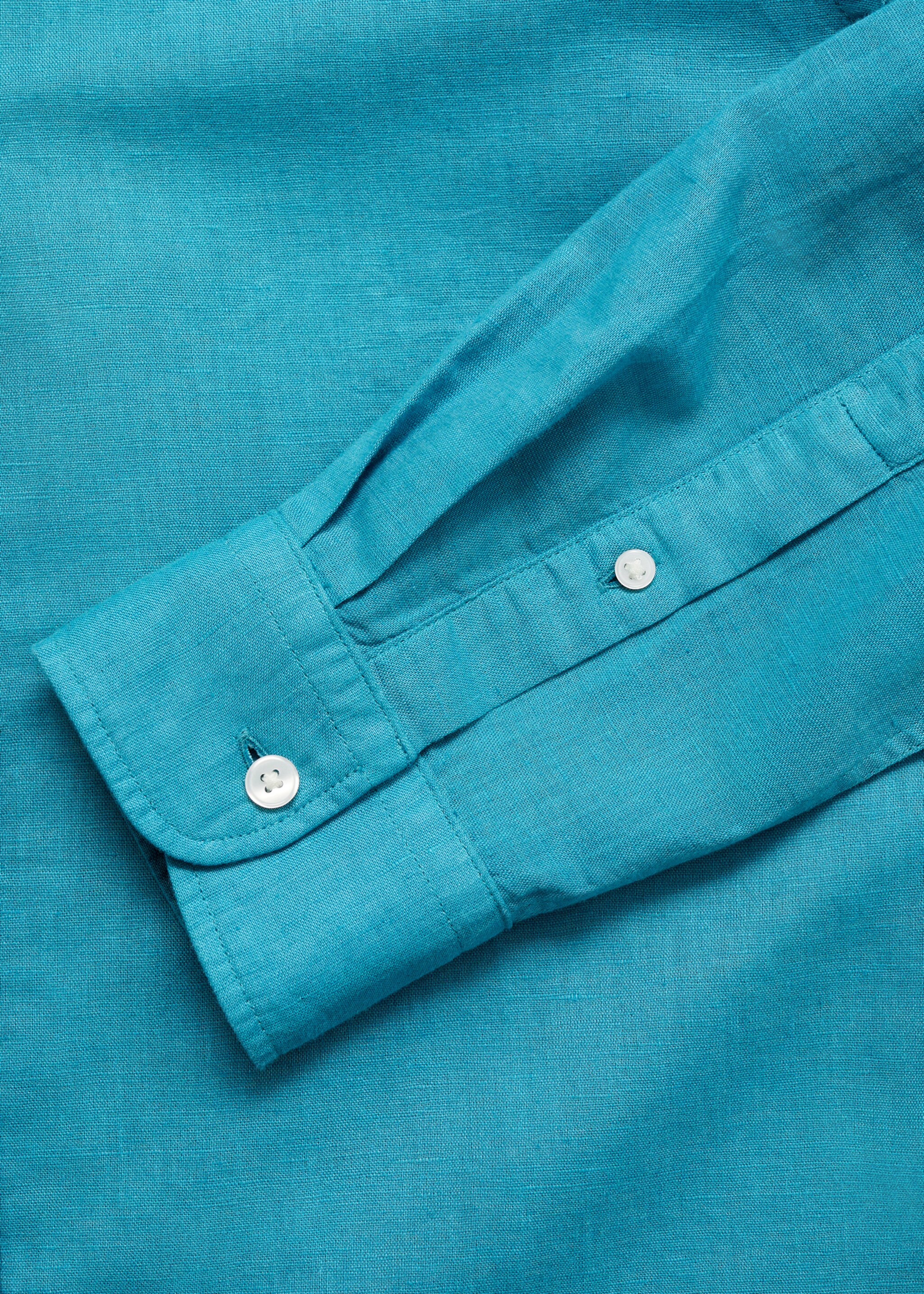 Linen-blend shirt - Details of the article 0, Turquoise. Ref: 87037891-00.