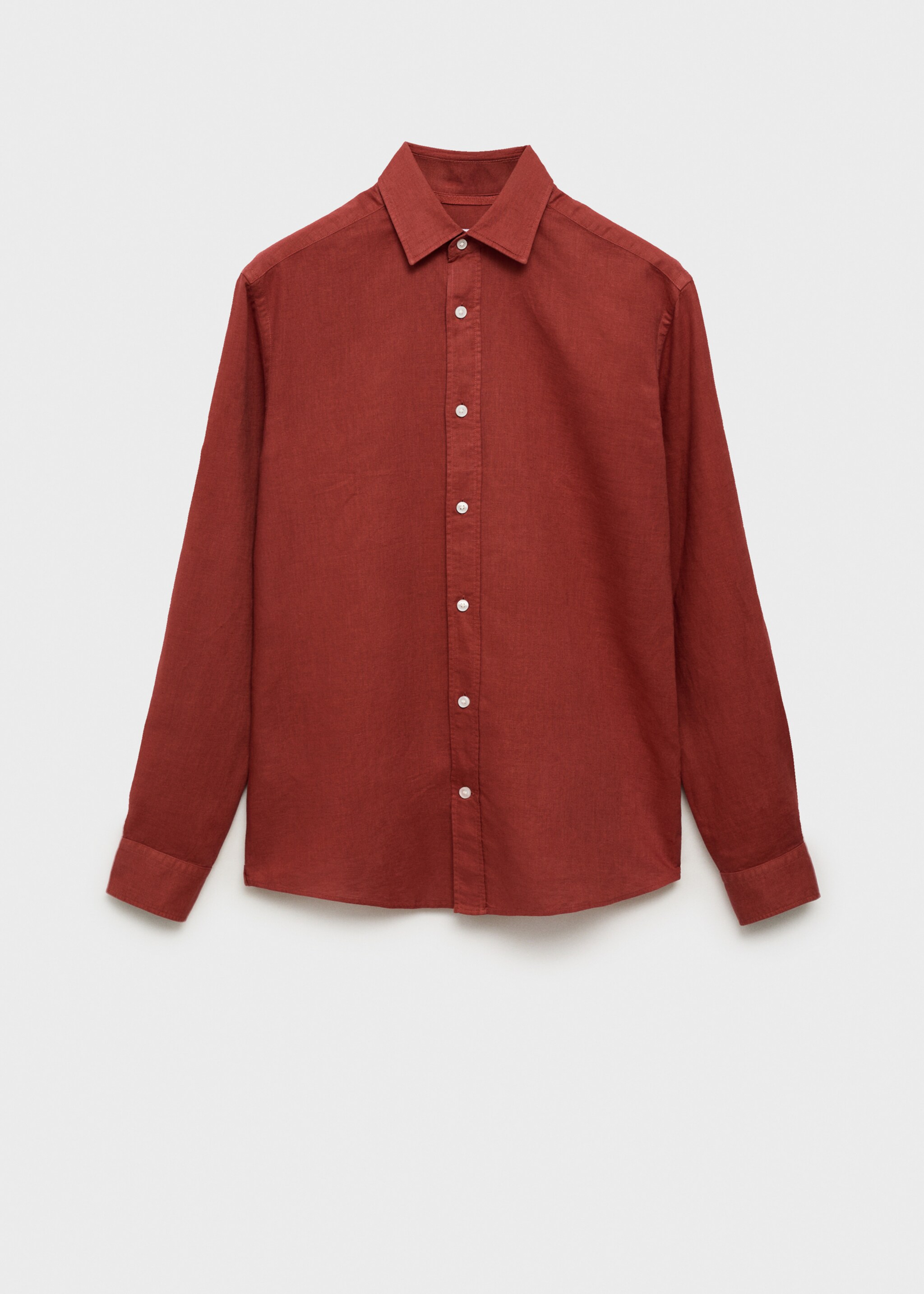 Linen-blend shirt - Article without model, Red. Ref: 87037891-00.