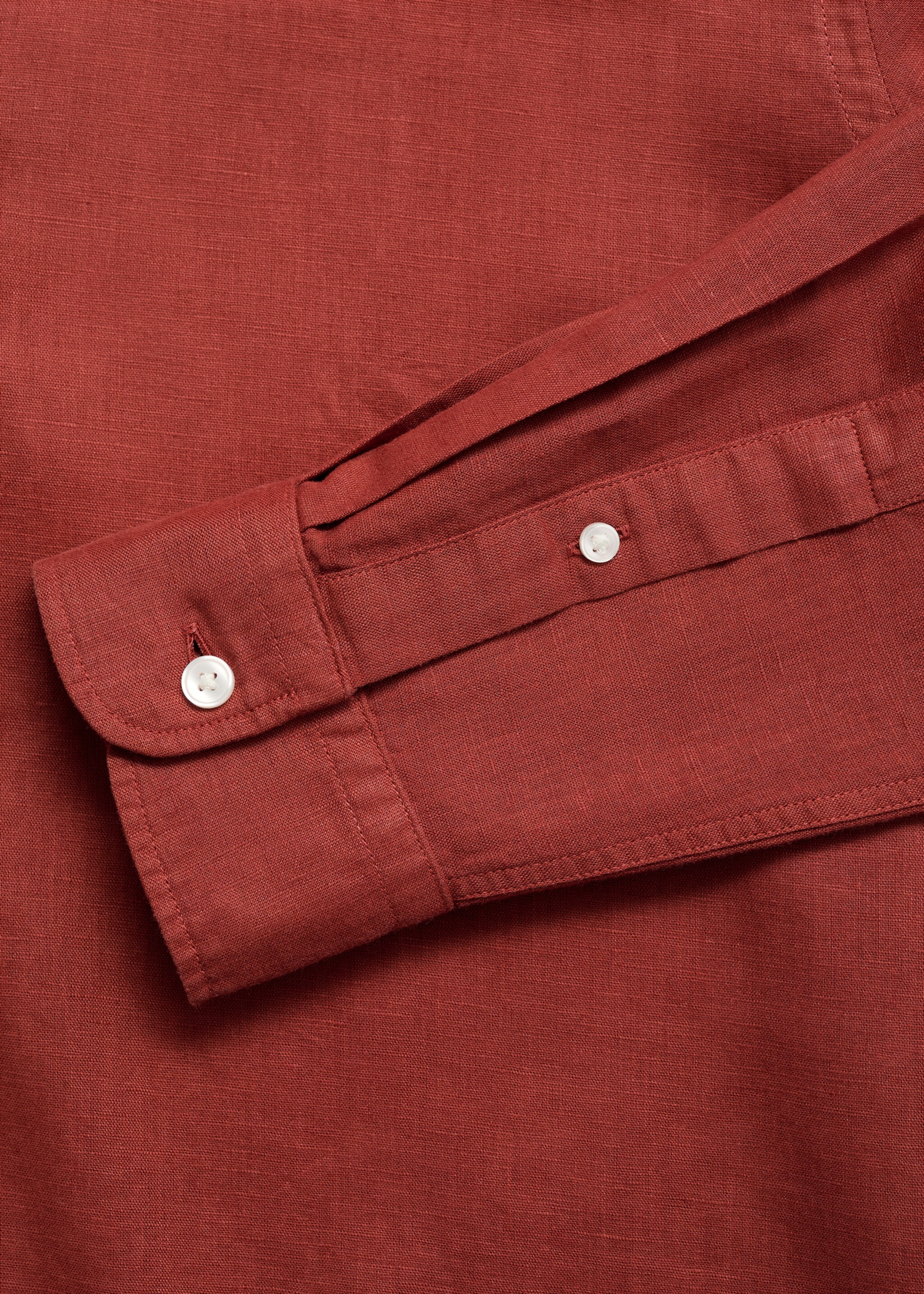 Linen-blend shirt - Details of the article 0, Red. Ref: 87037891-00.