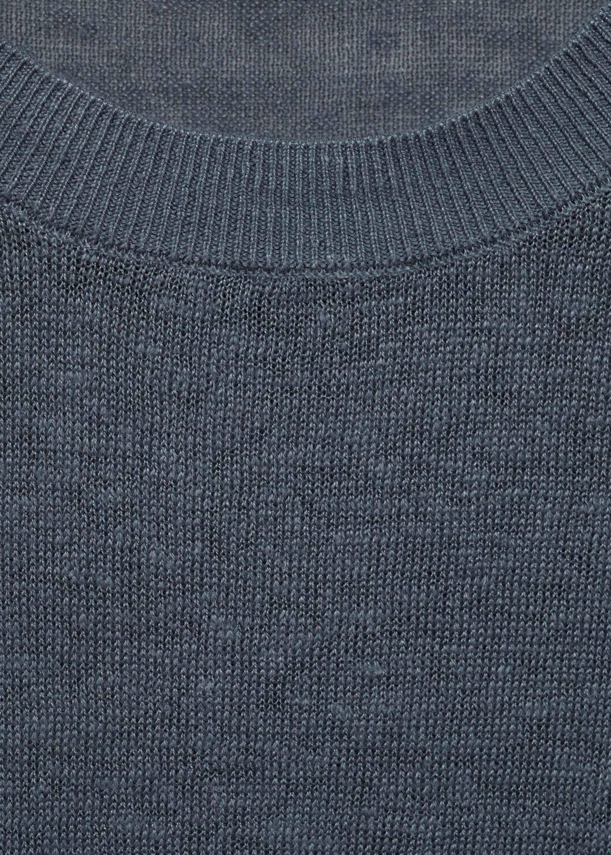 100% linen t-shirt with ribbed trim - Details of the article 0, Petrol Blue. Ref: 87037898-00.
