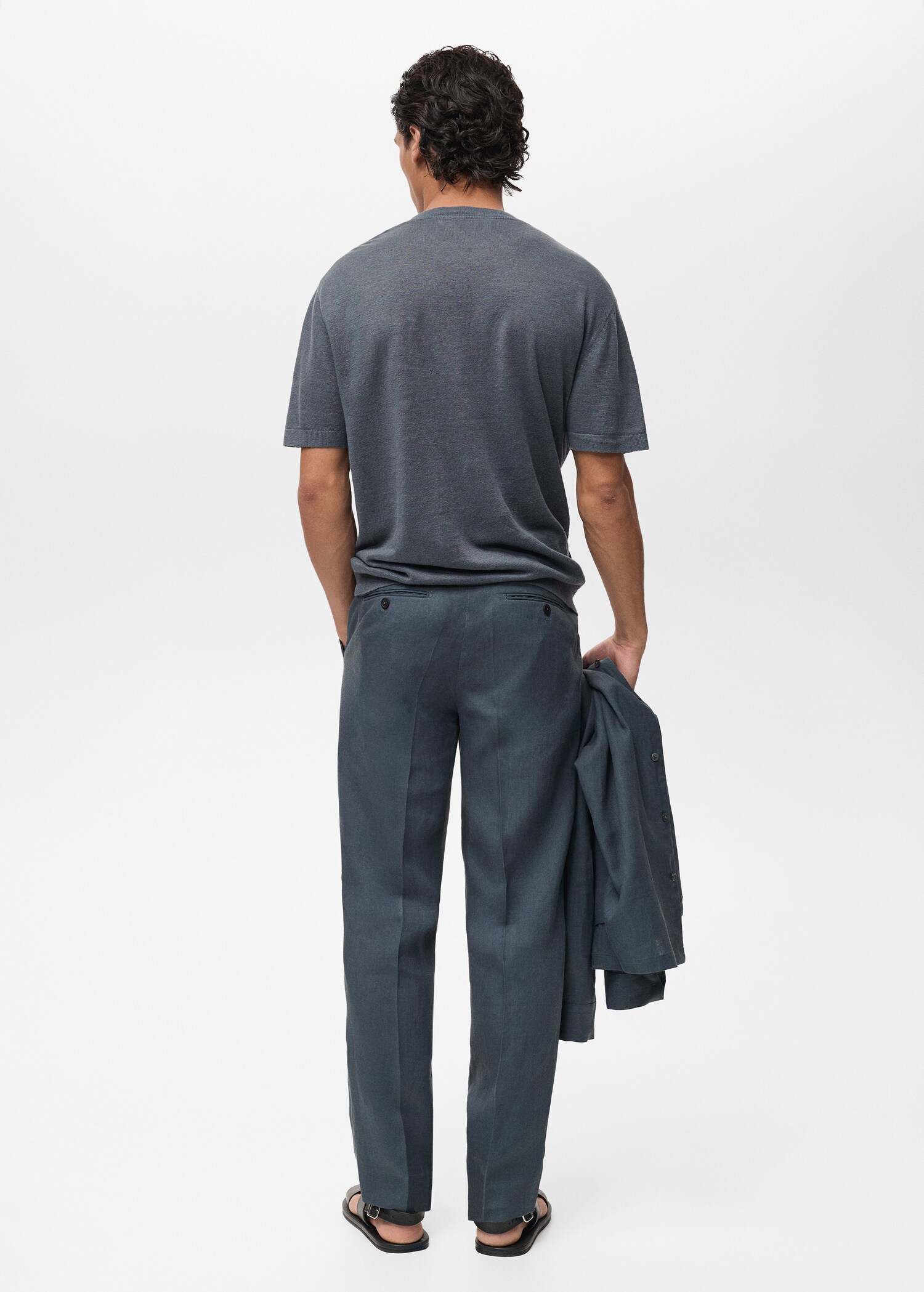 100% linen t-shirt with ribbed trim - Reverse of the article