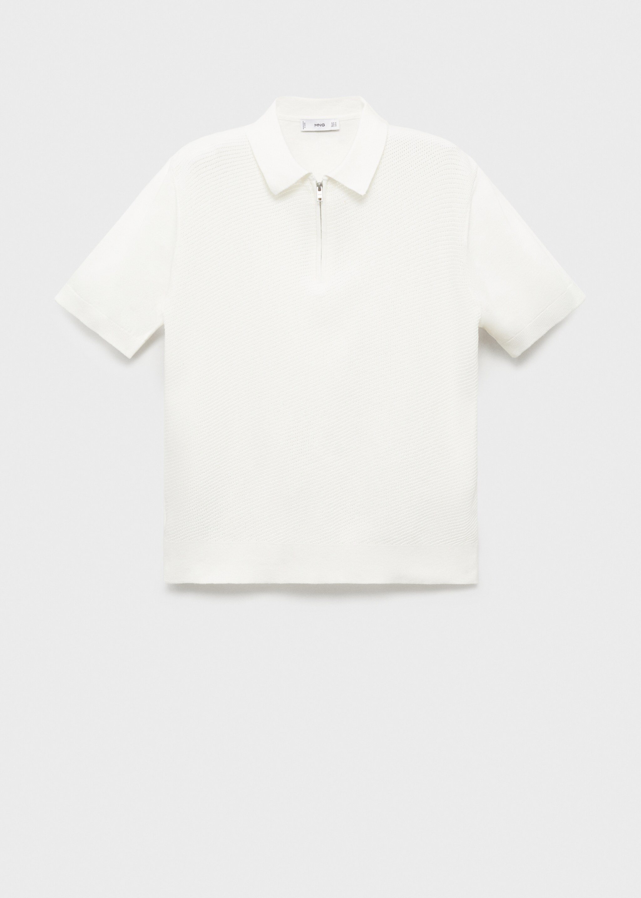 Openwork knitted polo shirt with zip - Article without model, Ecru. Ref: 87037899-00.